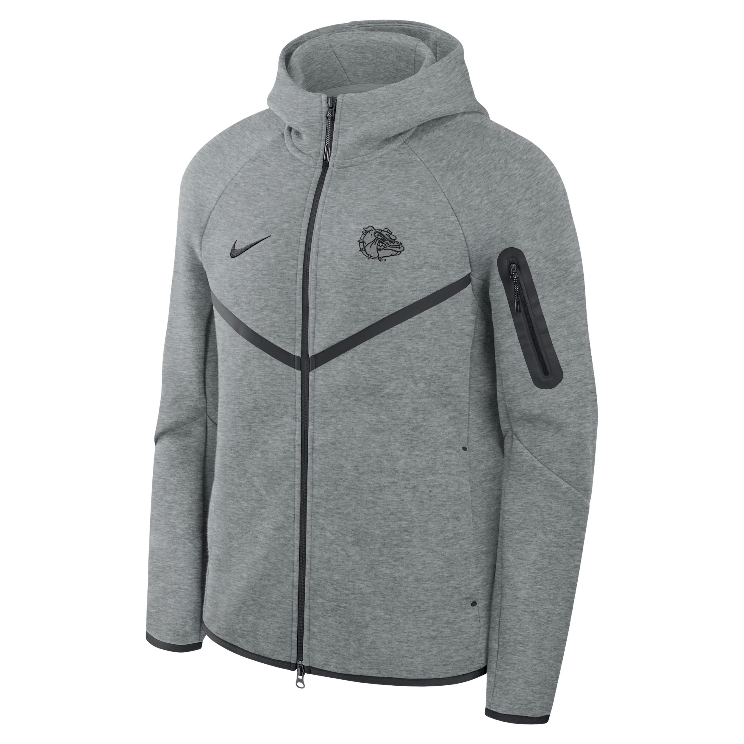 Gonzaga Bulldogs Tech Nike Men's Basketball Fleece Full-Zip Hoodie in Grey | ZM05L4E101GONZ-DGH