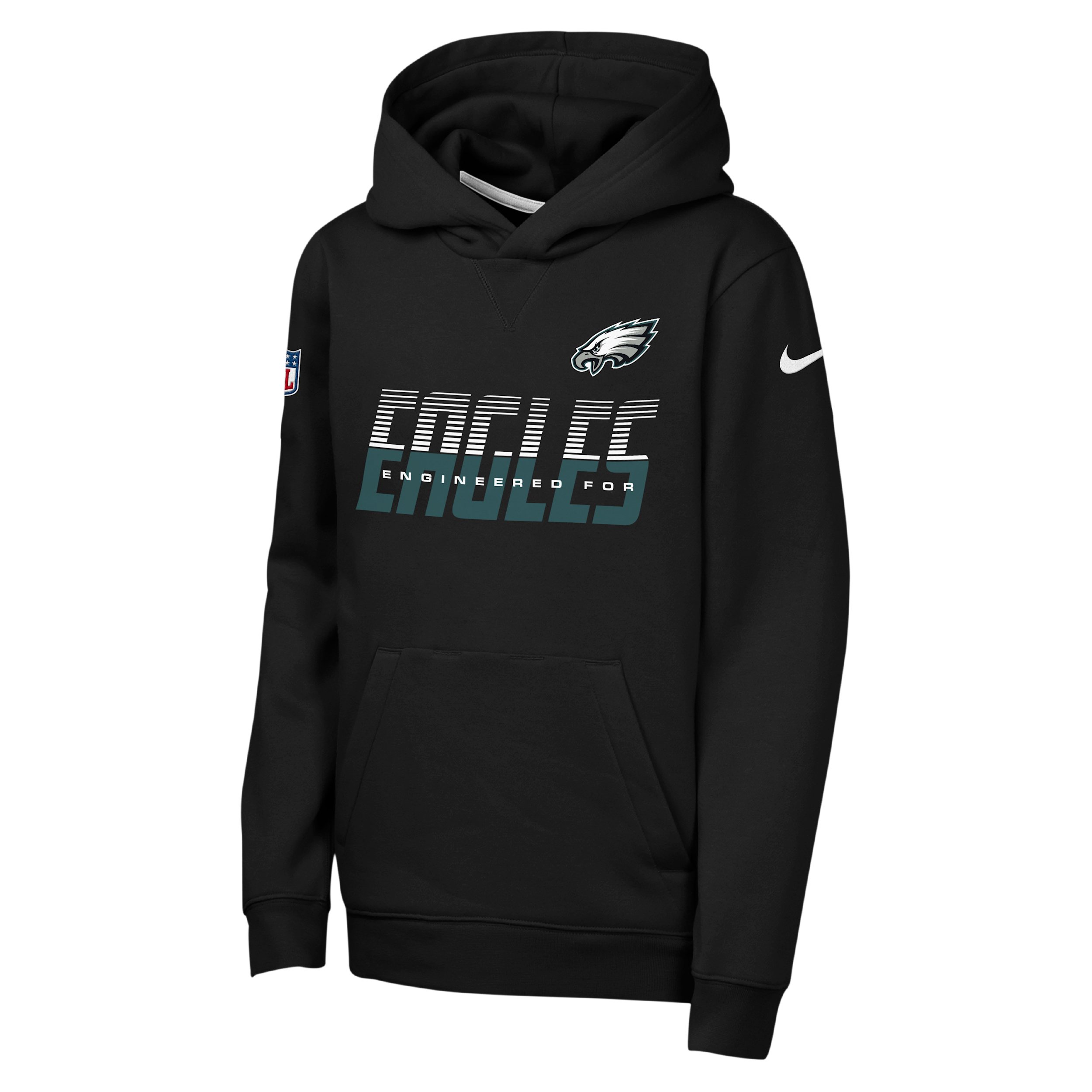 Philadelphia Eagles Sideline Big Kids' Nike Dri-FIT NFL Pullover Hoodie in Black | Z1B7NFQWEAG-NAW