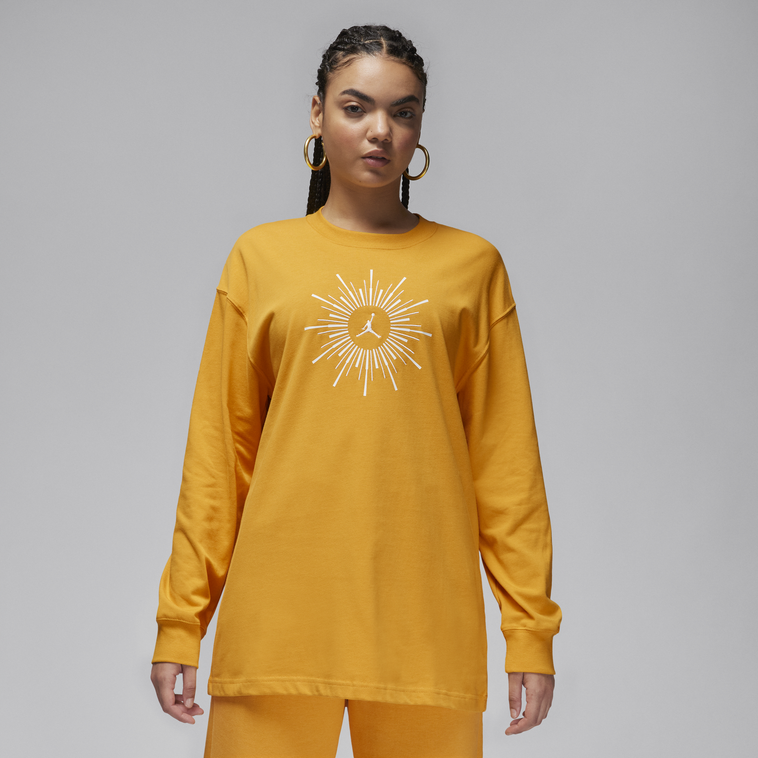 Shop Jordan Women's  Flight Oversized Long-sleeve T-shirt In Yellow