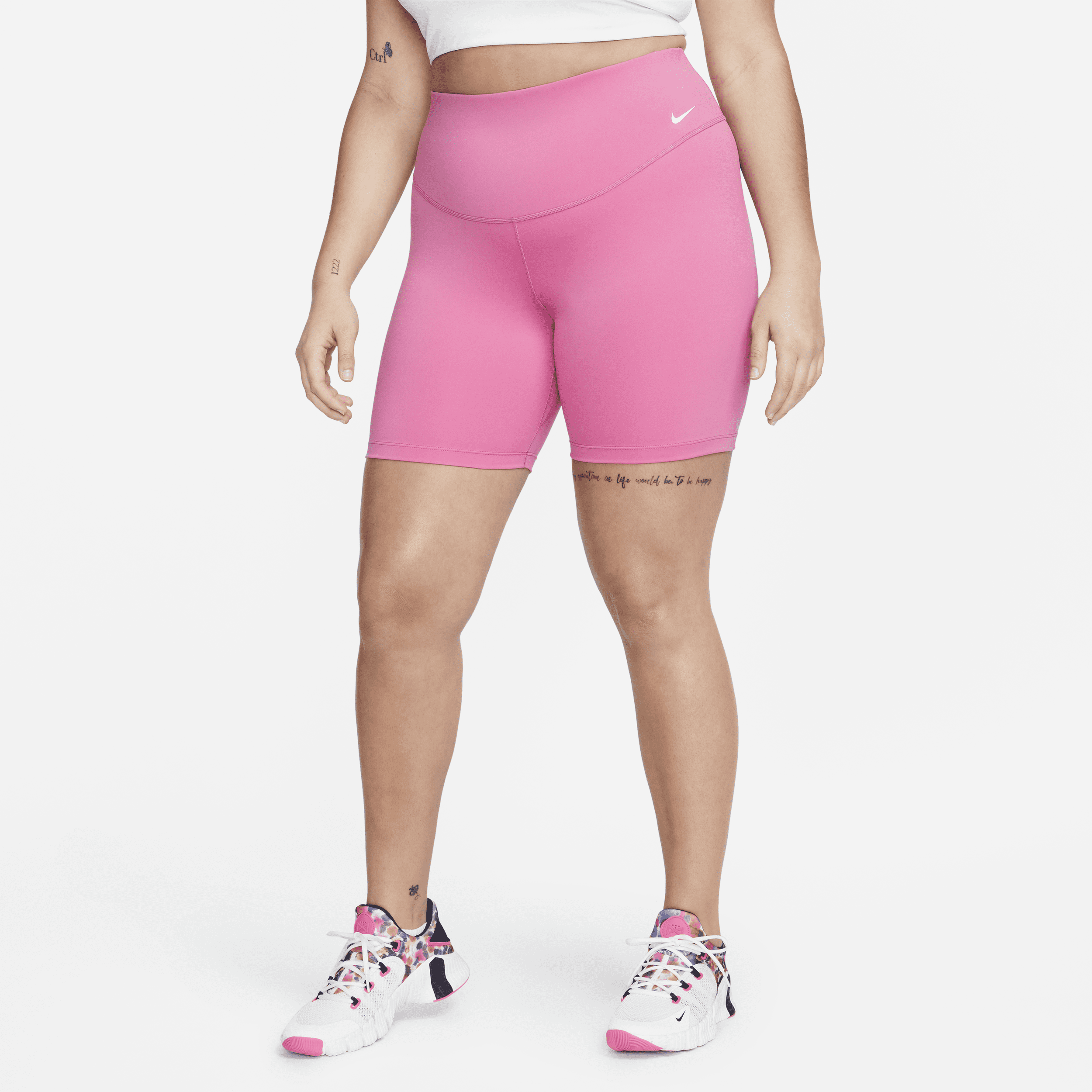Nike Women's One Mid-rise 7" Bike Shorts (plus Size) In Pink