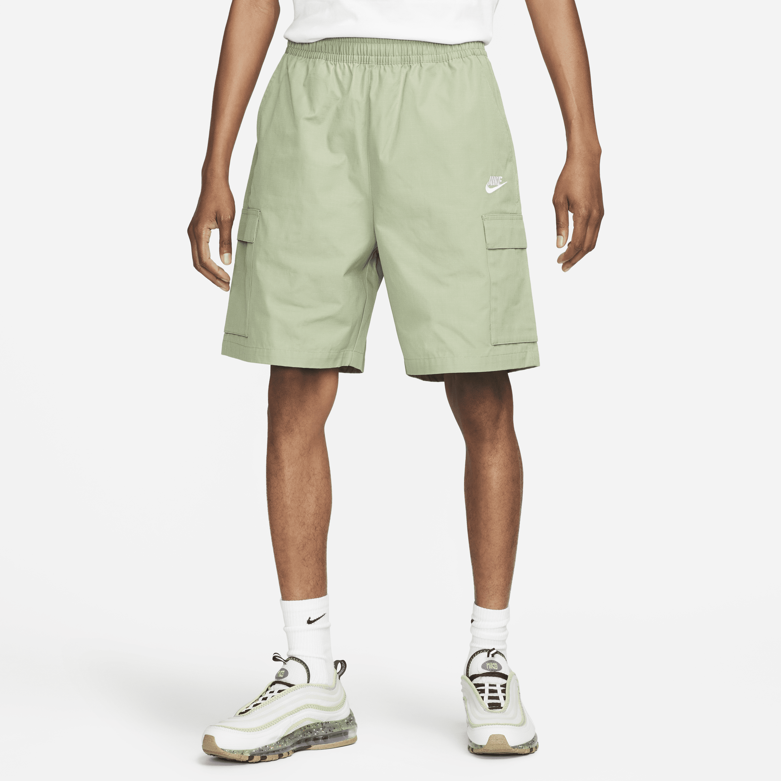 Shop Nike Men's Club Woven Cargo Shorts In Green