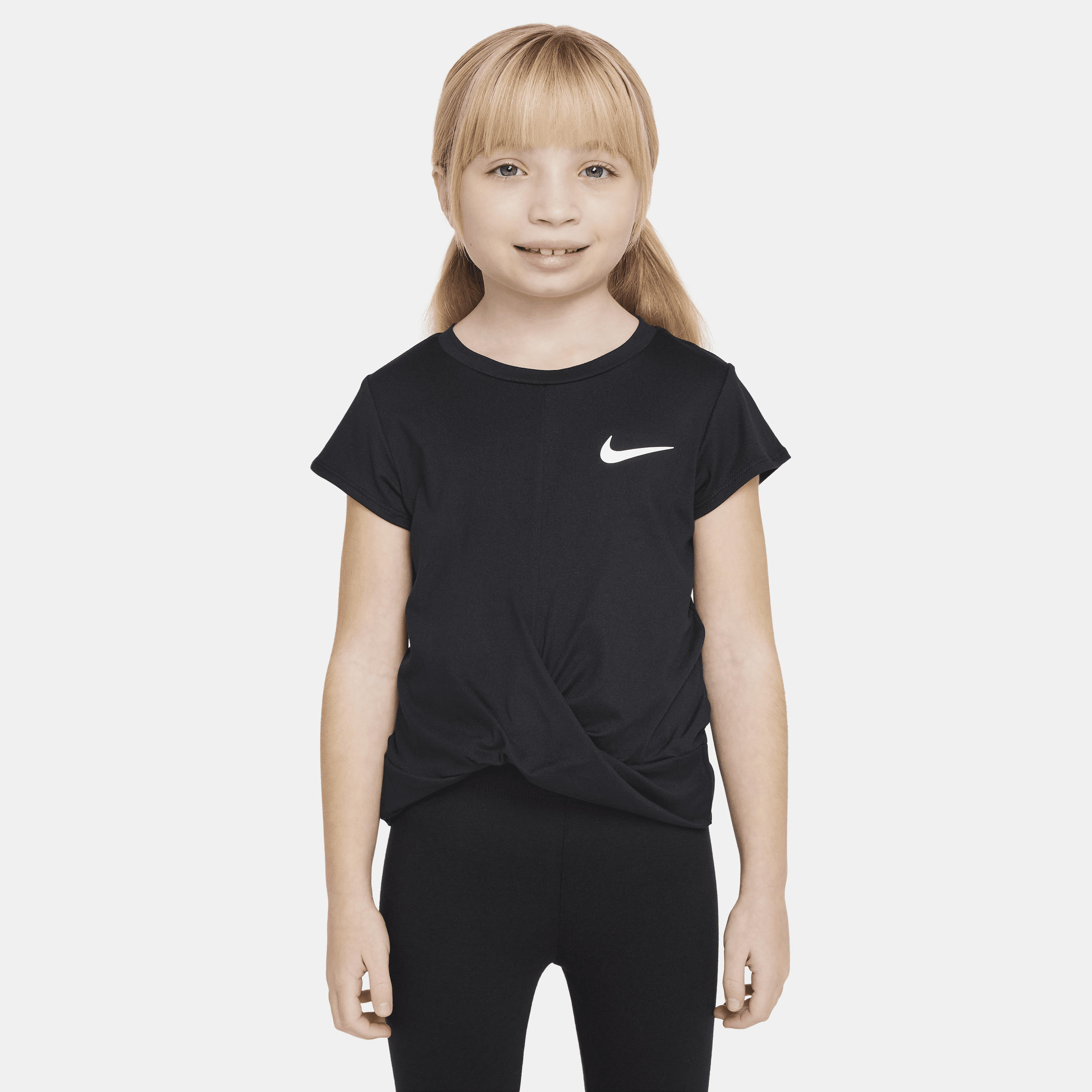 Nike Dri-fit Little Kids' Twist Hem Tee In Black