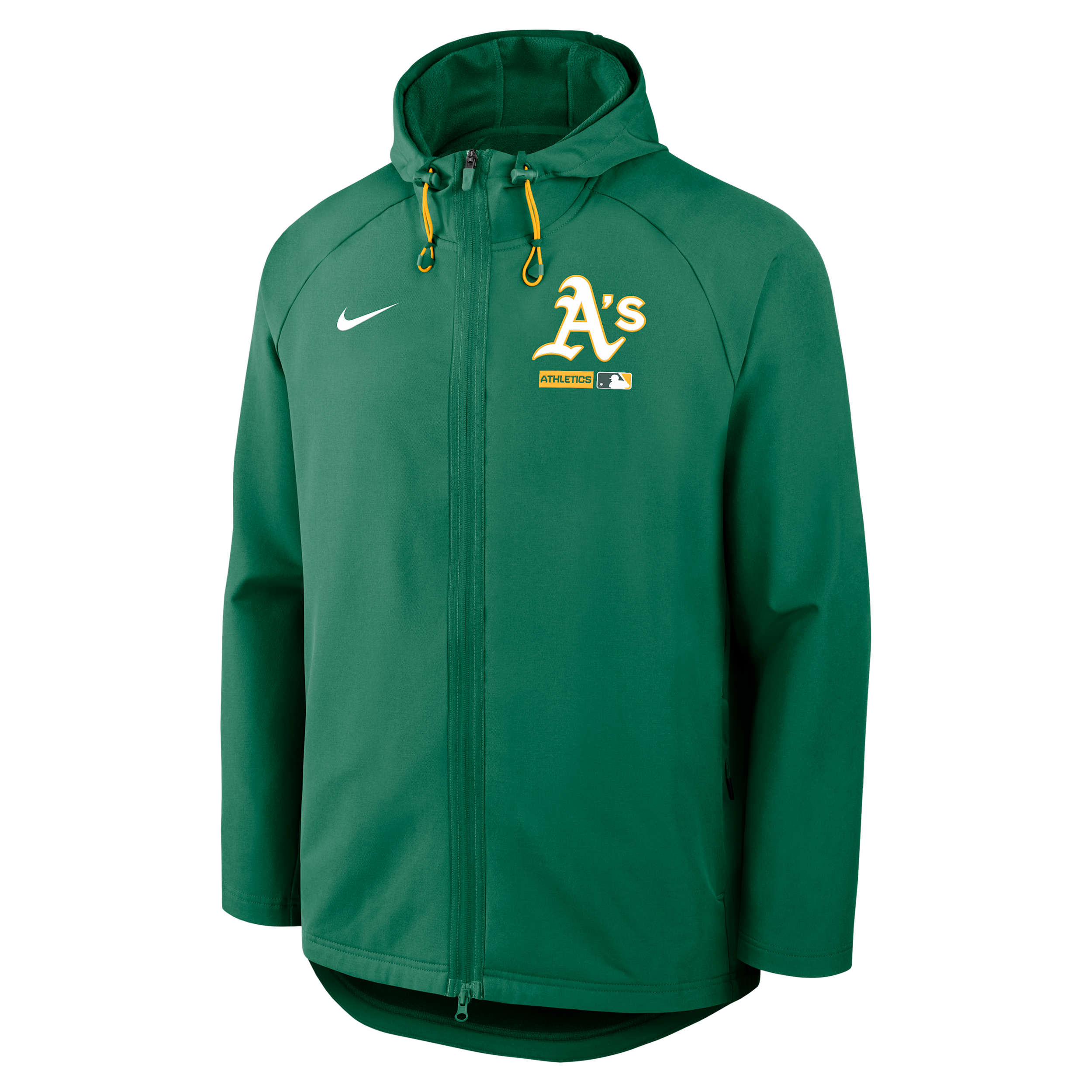 Nike Men's Kelly Green Athletics Authentic Collection Raglan Therma-fit Full-Zip Hooded Jacket - Kelly Green, Gold