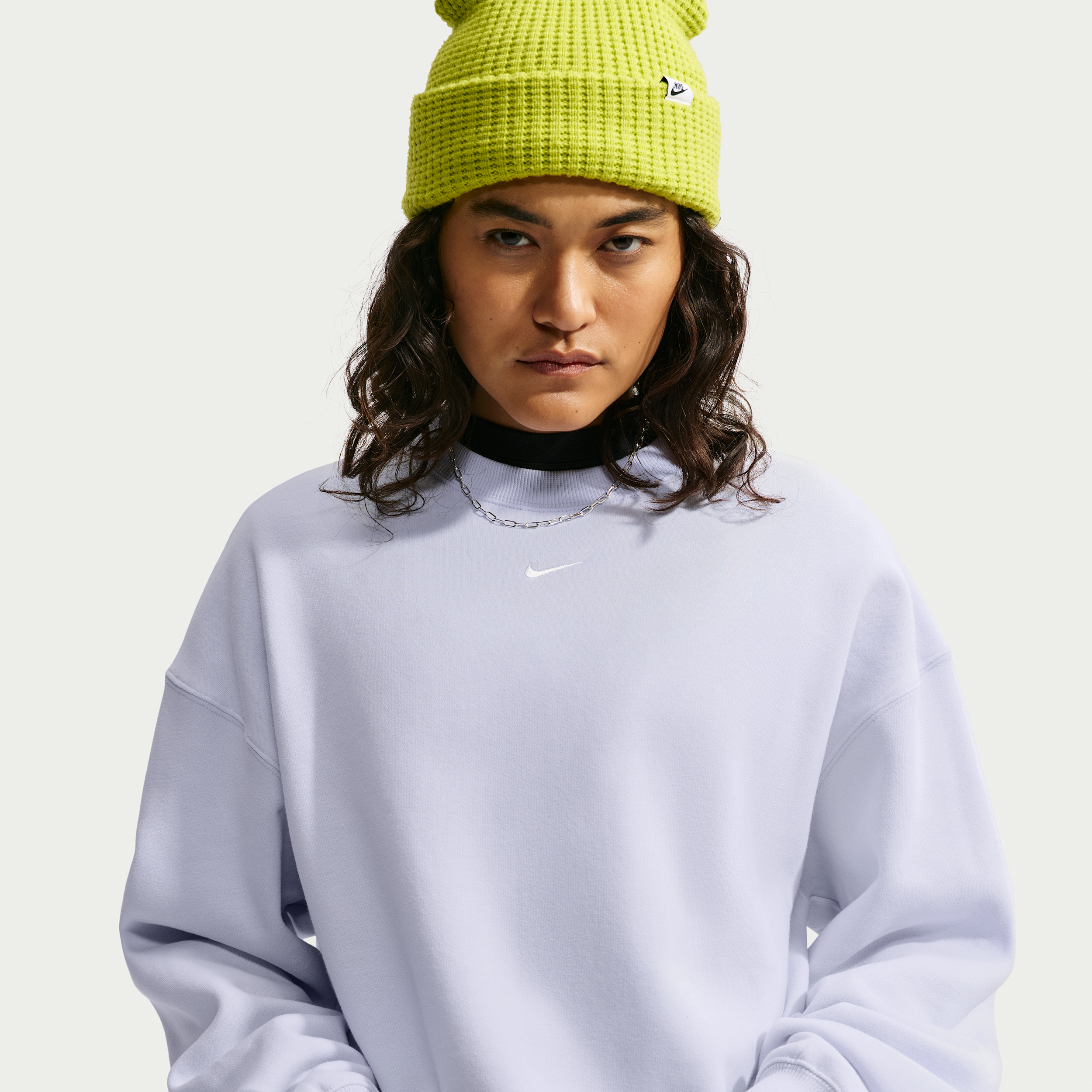 Nike Women's Studio Fleece Medium Weight Oversized Crew-Neck Sweatshirt in Purple | IM8082-568