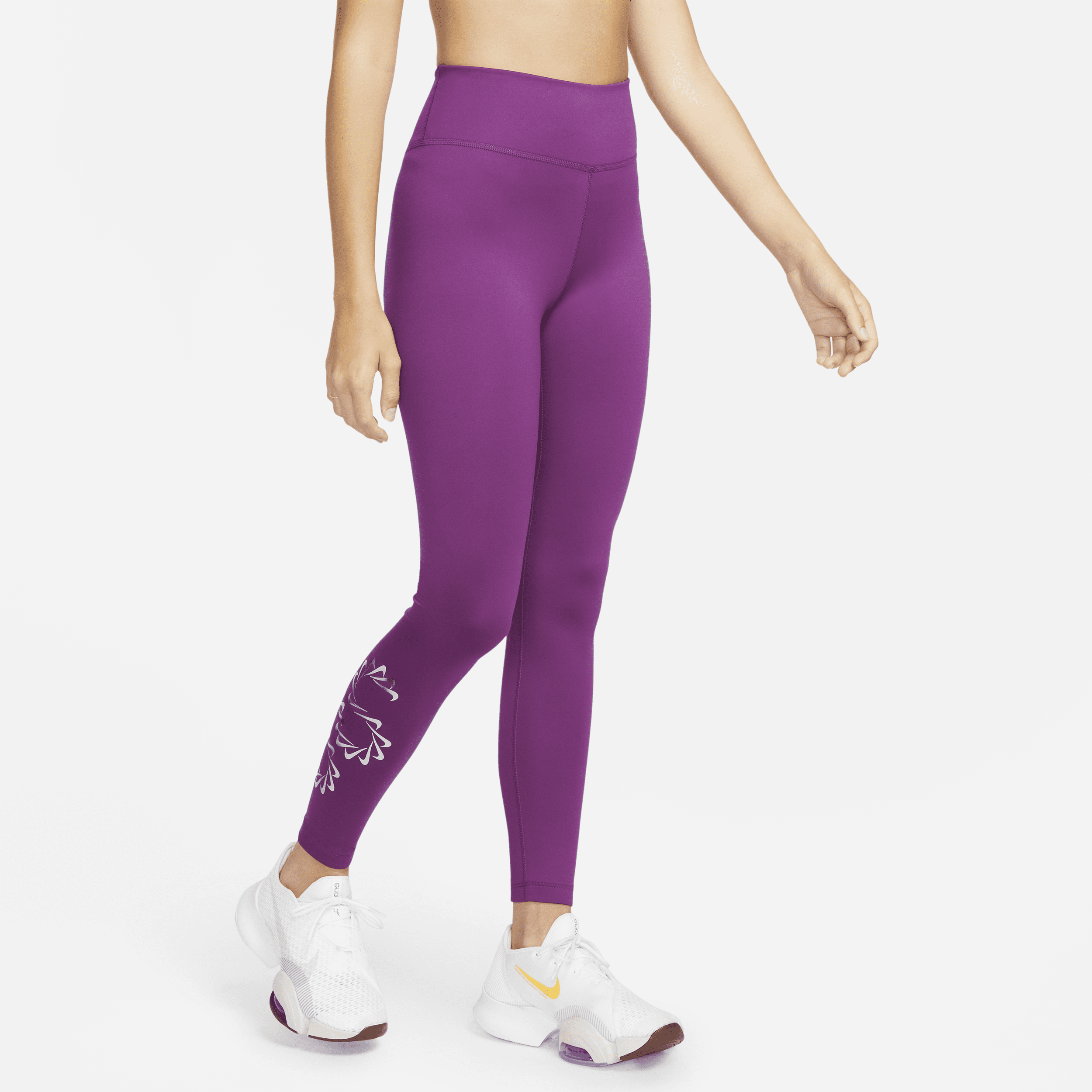 Nike Women's Therma-fit One Mid-rise Graphic Training Leggings In Purple
