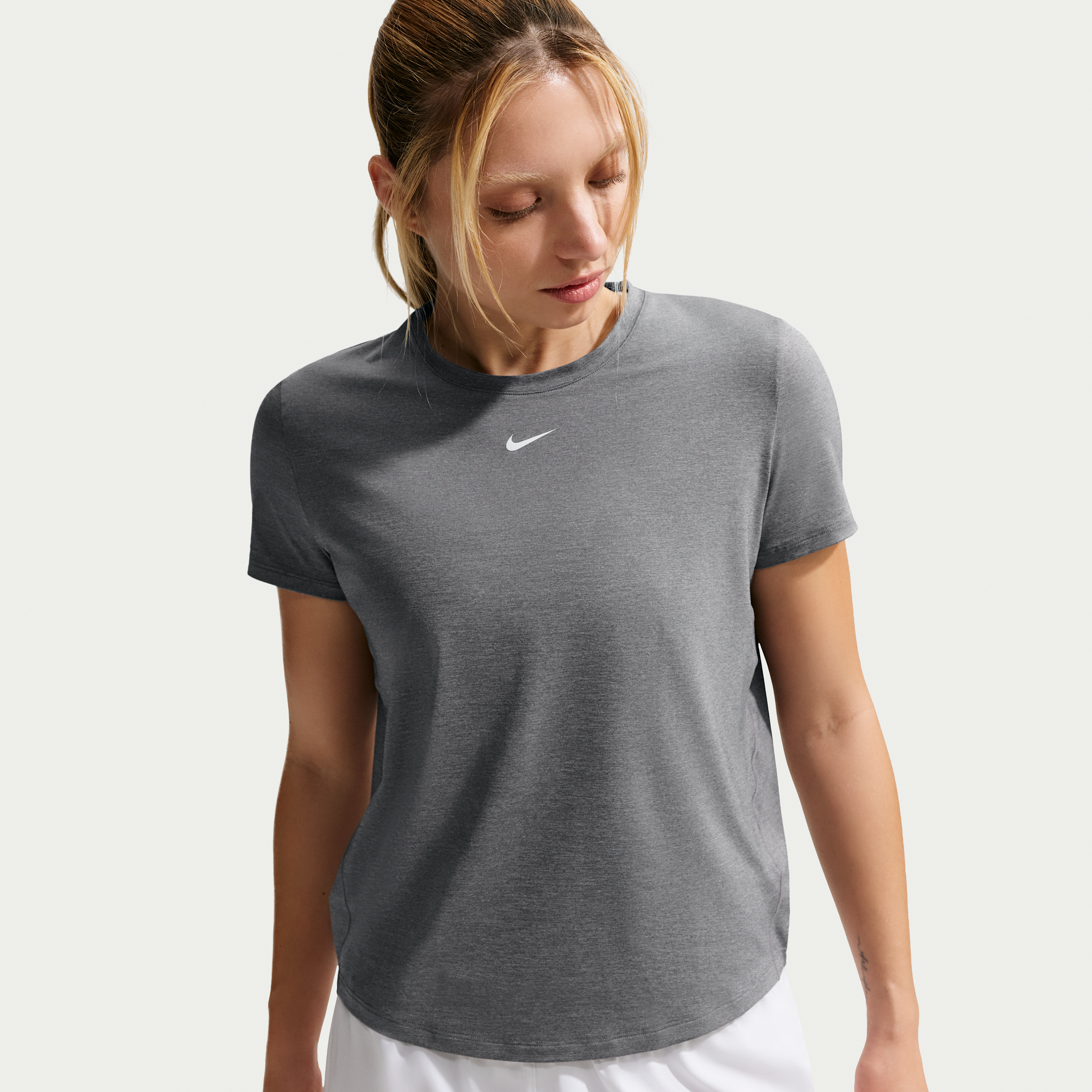 Nike Women's One Classic Dri-FIT Short-Sleeve Top in Grey | FN2798-086