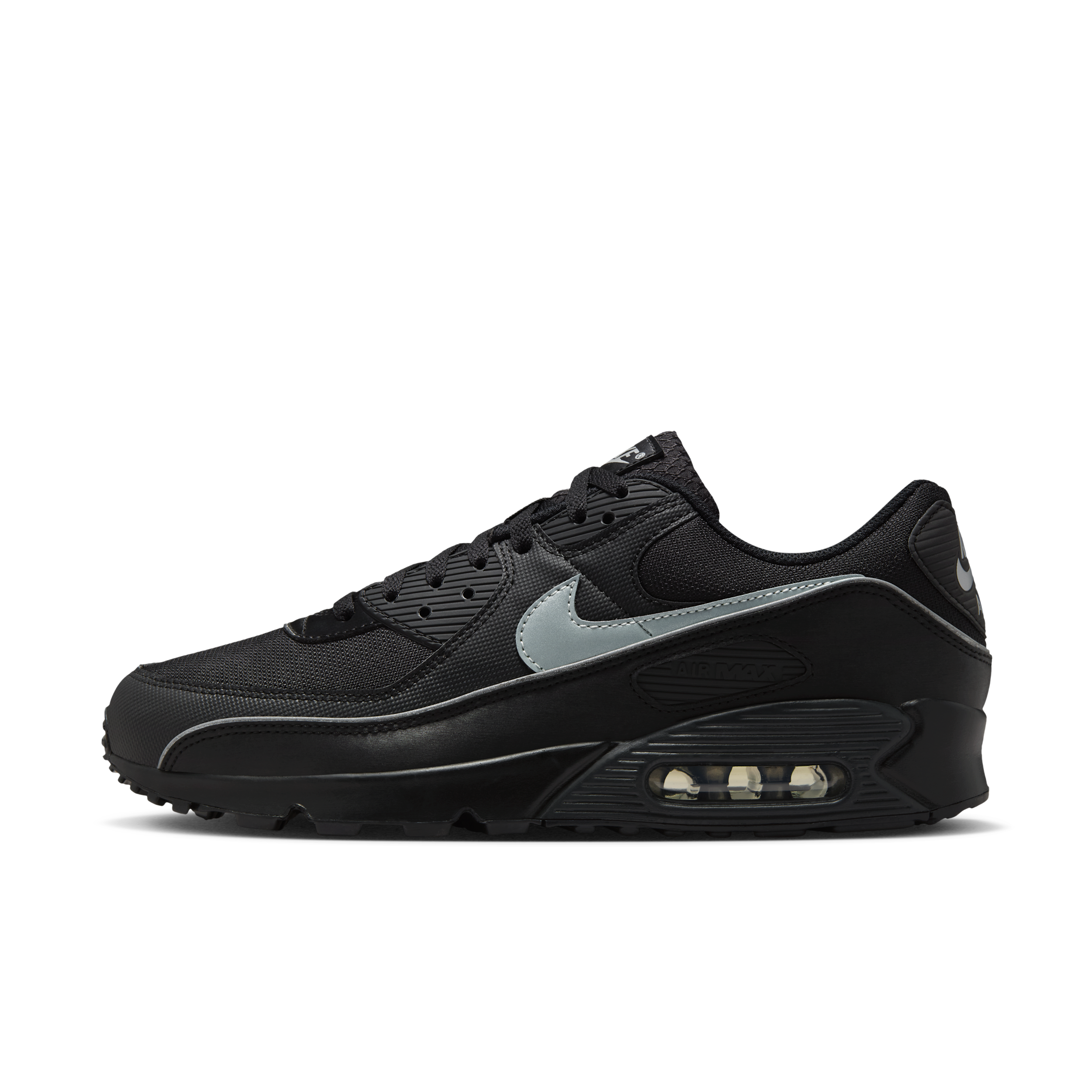 Nike Men's Air Max 90 Premium Shoes With Reflective Accents In Black