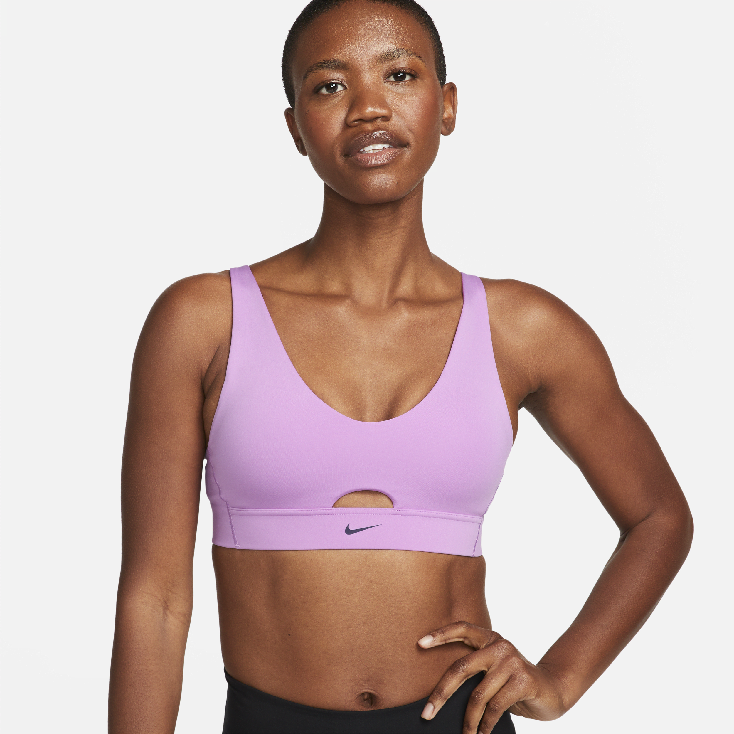 Shop Nike Women's Indy Plunge Cutout Medium-support Padded Sports Bra In Purple