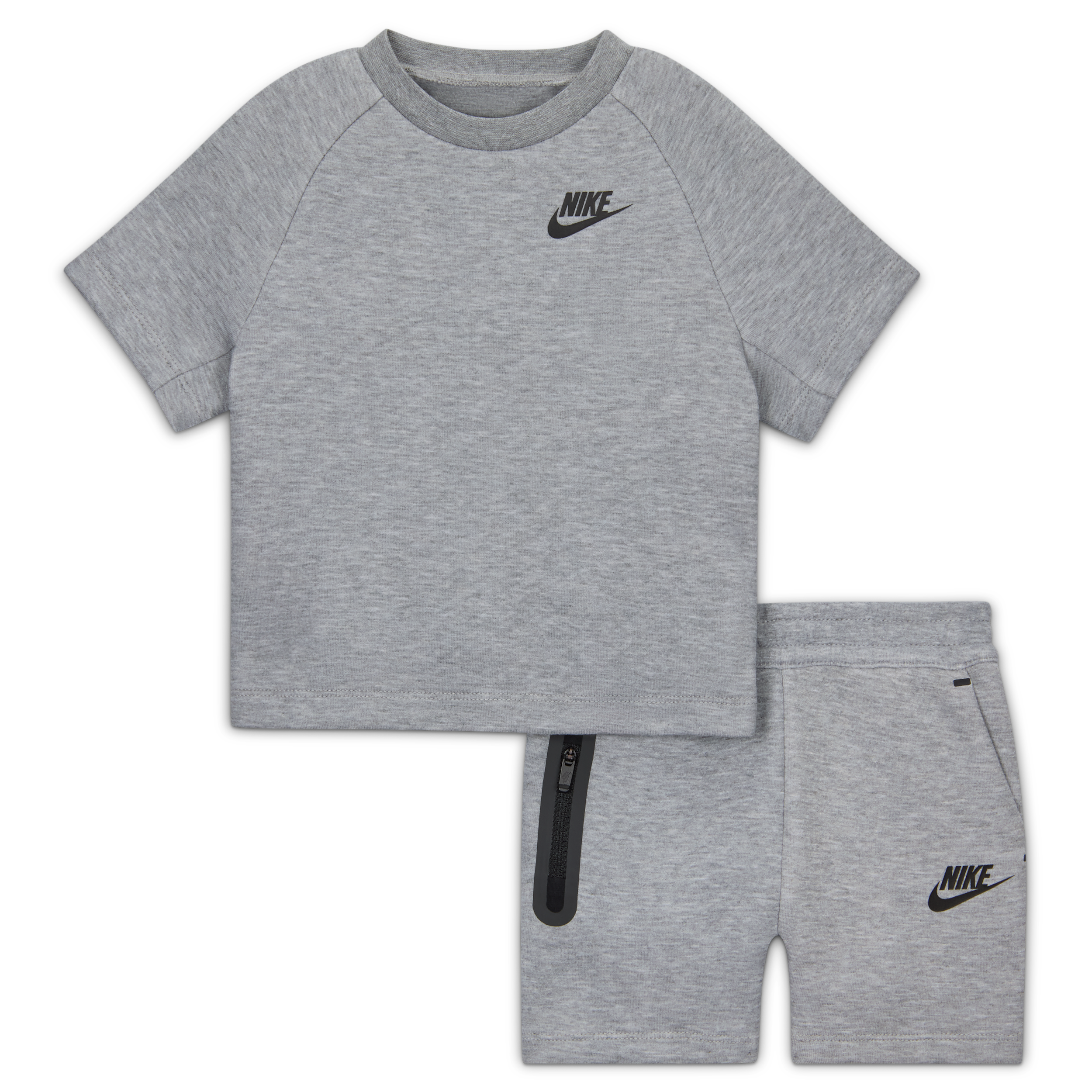 Nike Baby Tech Fleece T-Shirt and Shorts Set in Grey | 66M879-042