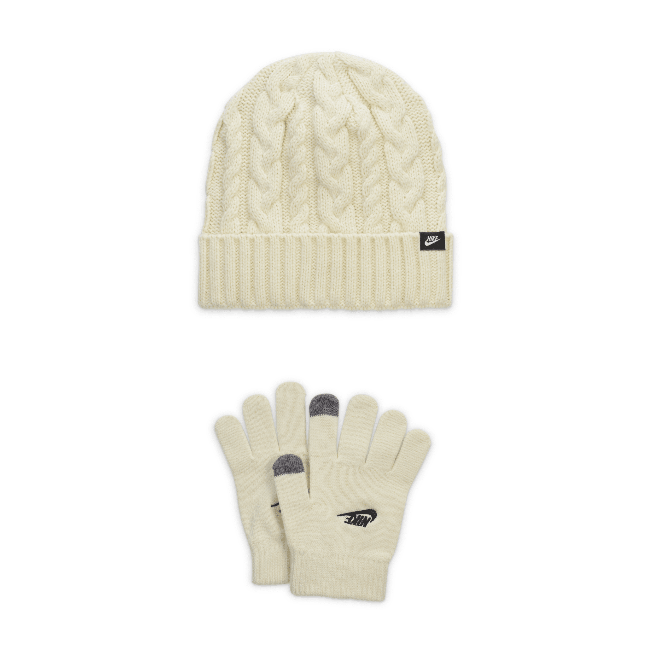 Nike Big Kids' 2-piece Cable Gifting Beanie Set In White