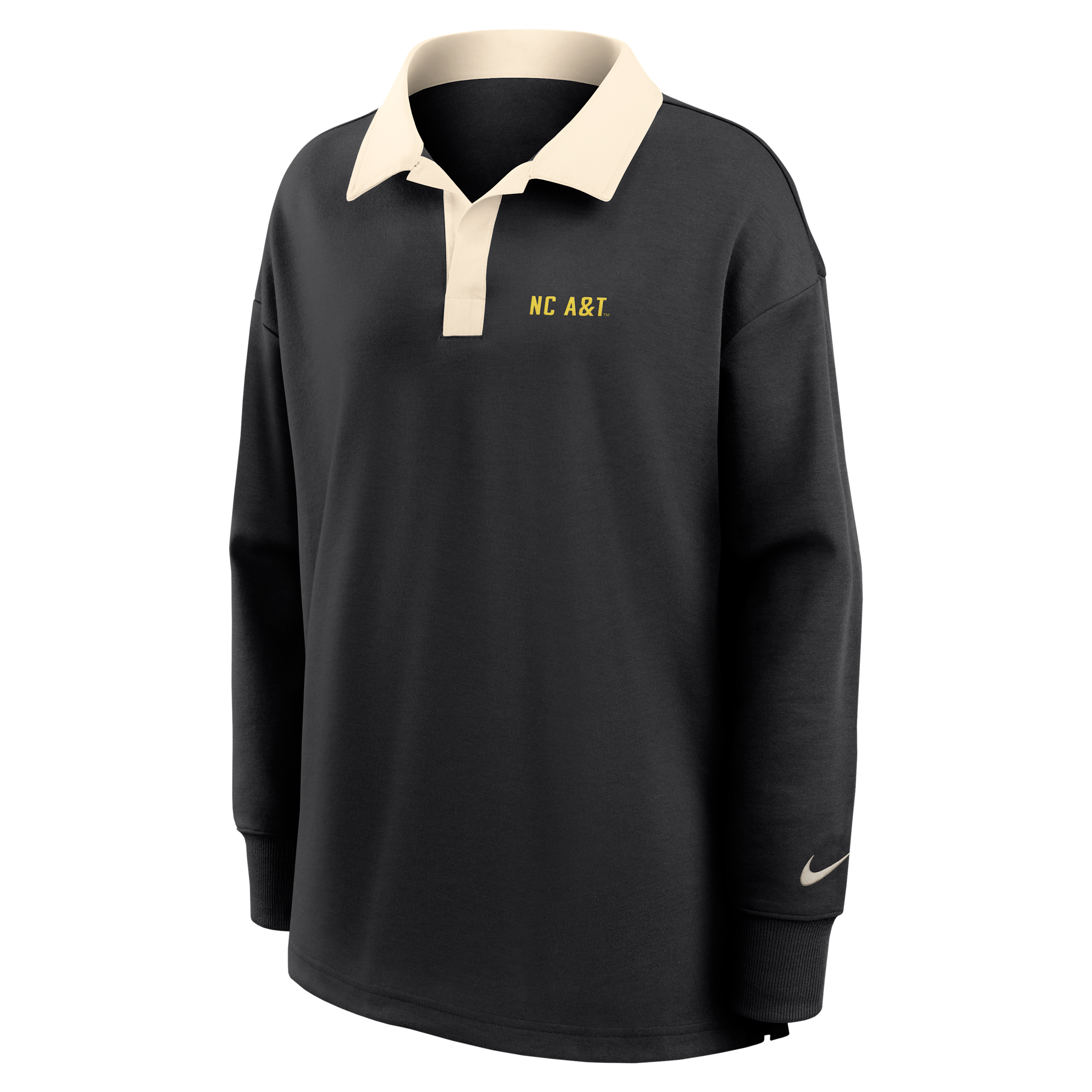 Nike Women's College (north Carolina A&t University) Oversized Long-sleeve Polo In Black