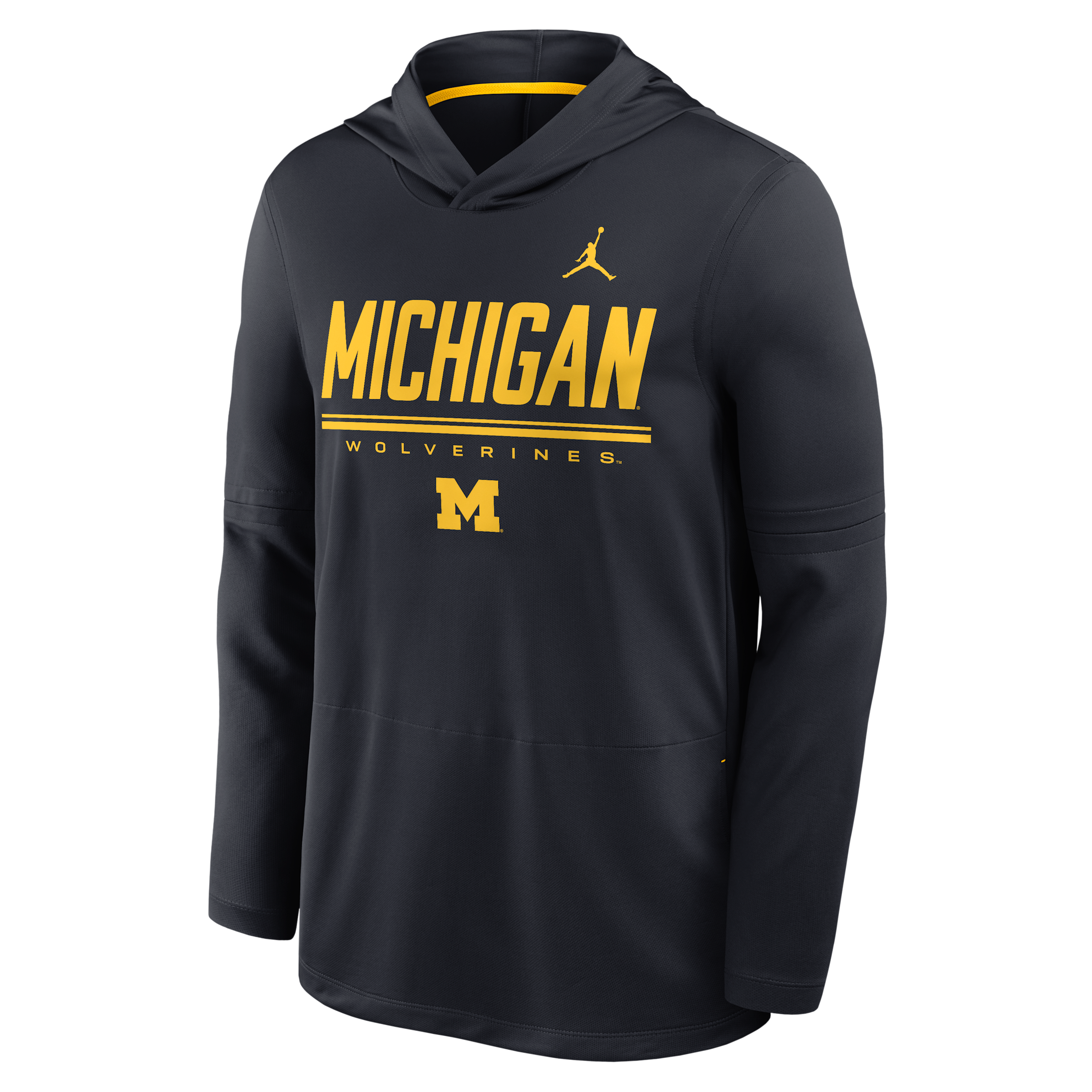 Jordan Men's Navy Michigan Wolverines 2026 Sideline Lightweight Dri-fit Long Sleeve Hooded Sweatshirt - Navy