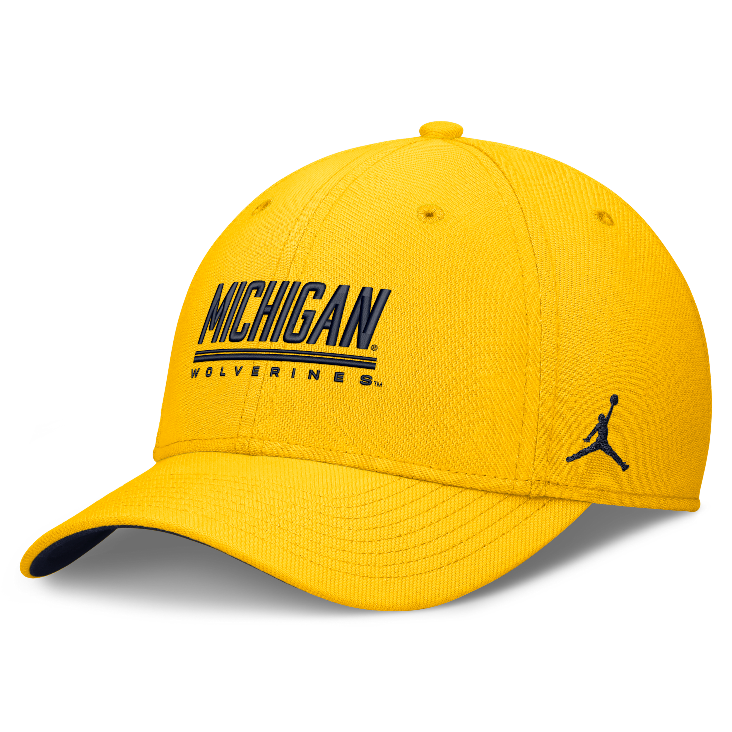 Jordan Adult Michigan Wolverines Yellow Rise Swooshflex Dri-Fit Game Day Structured Hat, Men's, Medium/Large