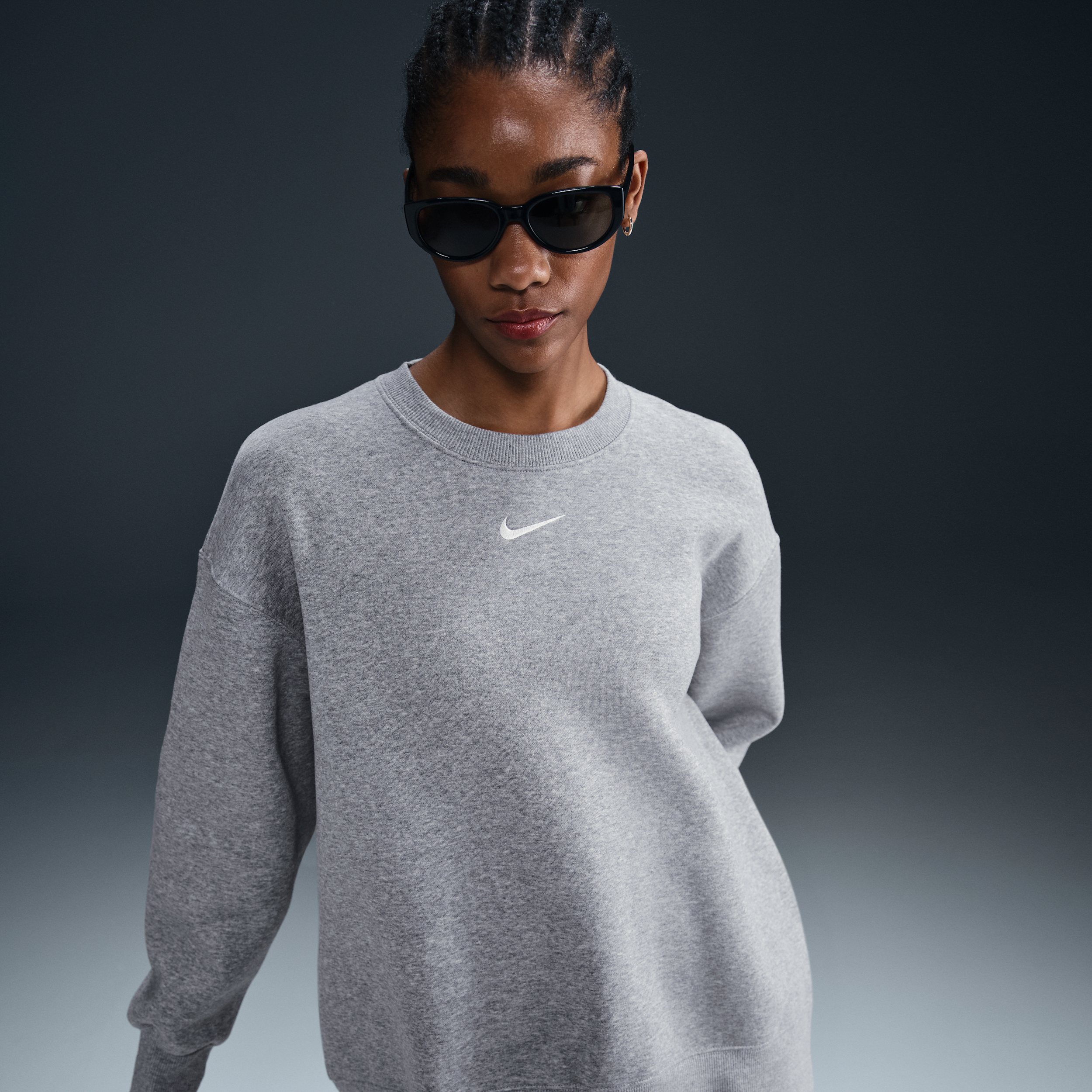 Nike Women's Sportswear Phoenix Fleece Oversized Crew-neck Sweatshirt In Grey