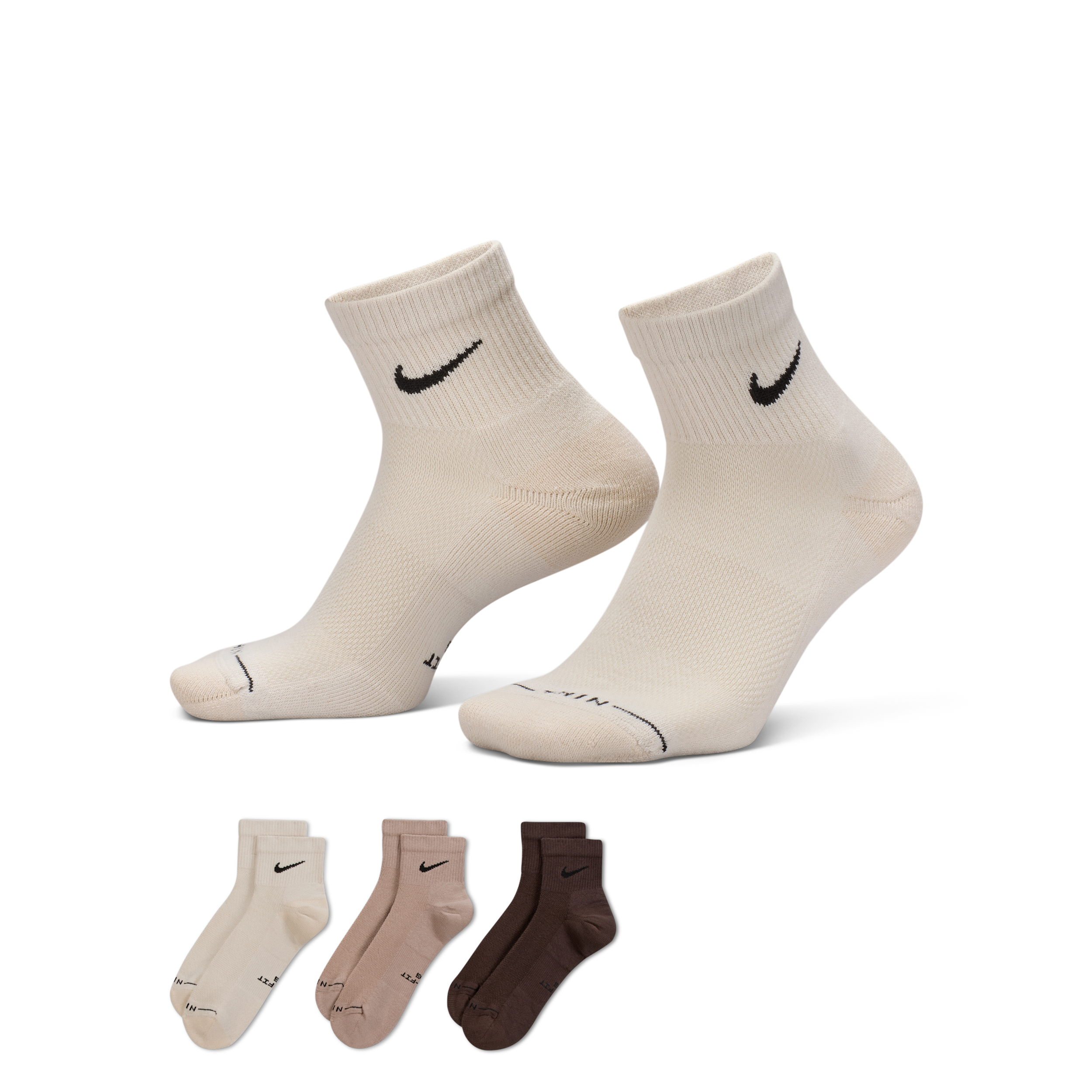 Nike Unisex Everyday Elevated Ankle Socks (3 Pairs) In Multi