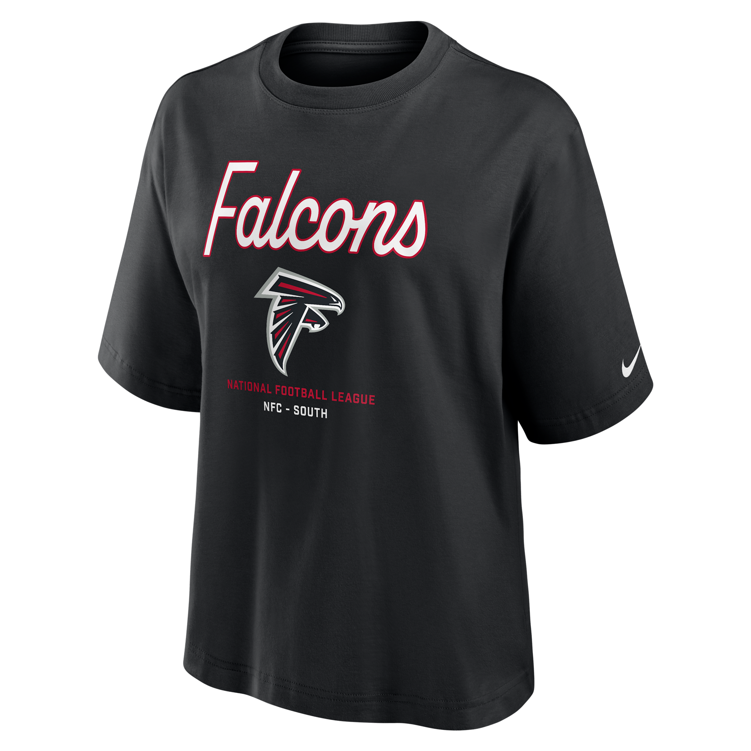 Nike Atlanta Falcons Essential Script Boxy Women's Nfl T-shirt In Black