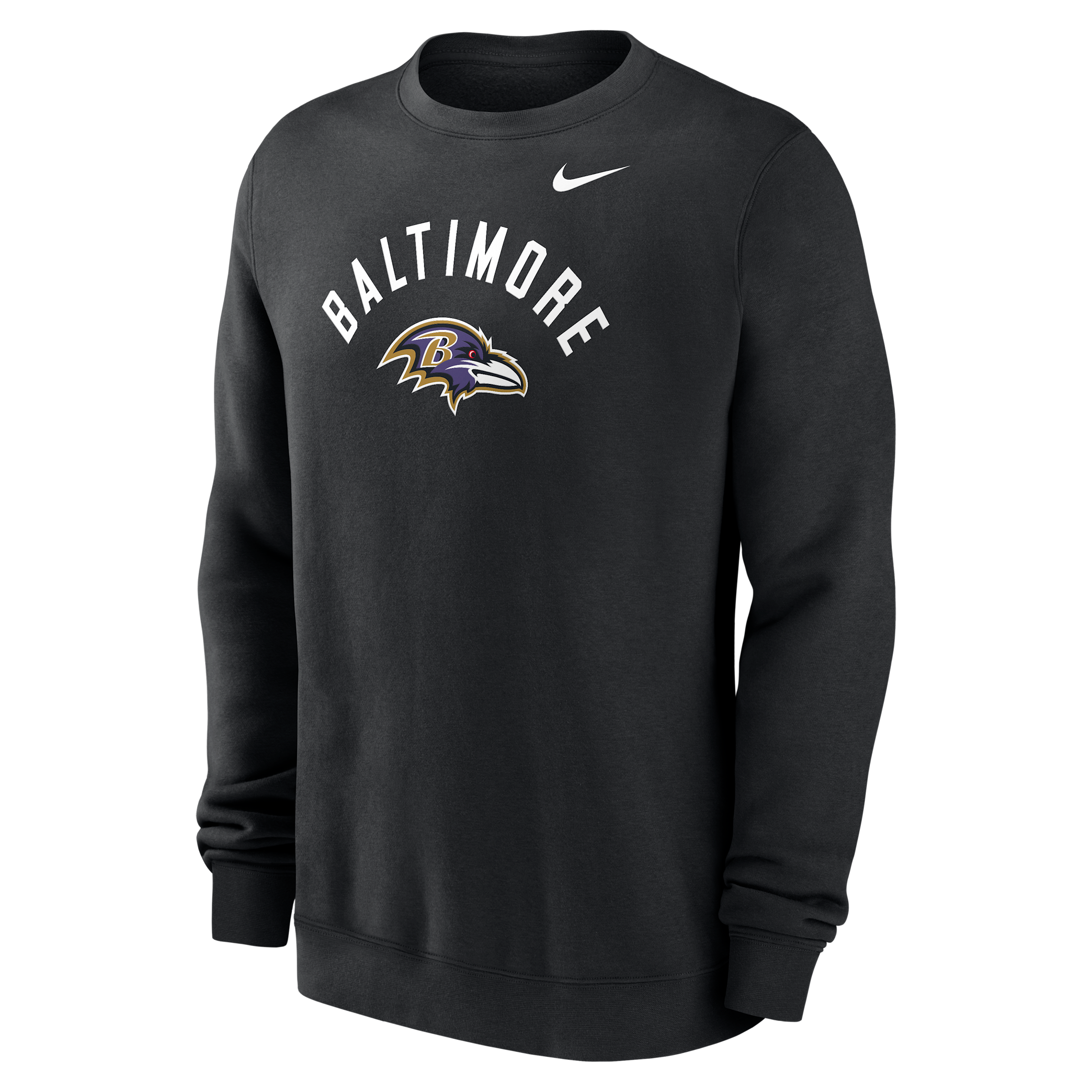 Baltimore Ravens Club Nike Men's NFL Pullover Crew in Black | NKPV00A8G-ANW