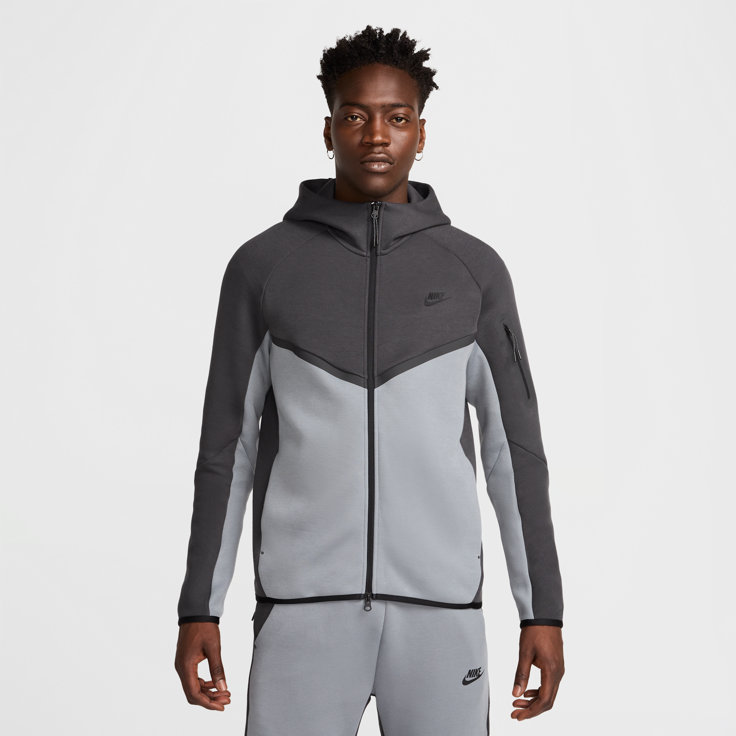 Nike Men's Tech Full-zip Windrunner Hoodie In Grey