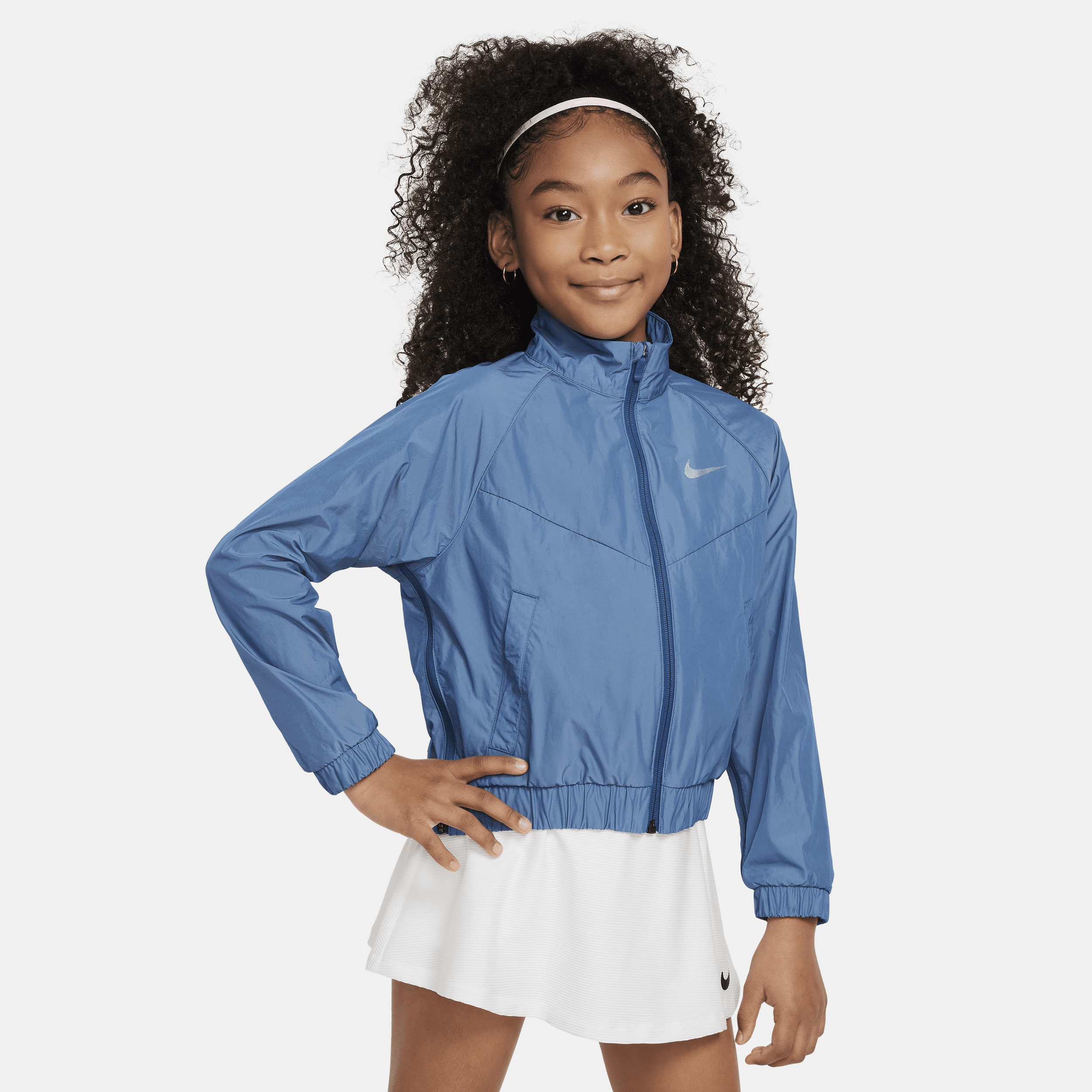 Shop Nike Sportswear Windrunner Big Kids' (girls') Loose Jacket In Blue