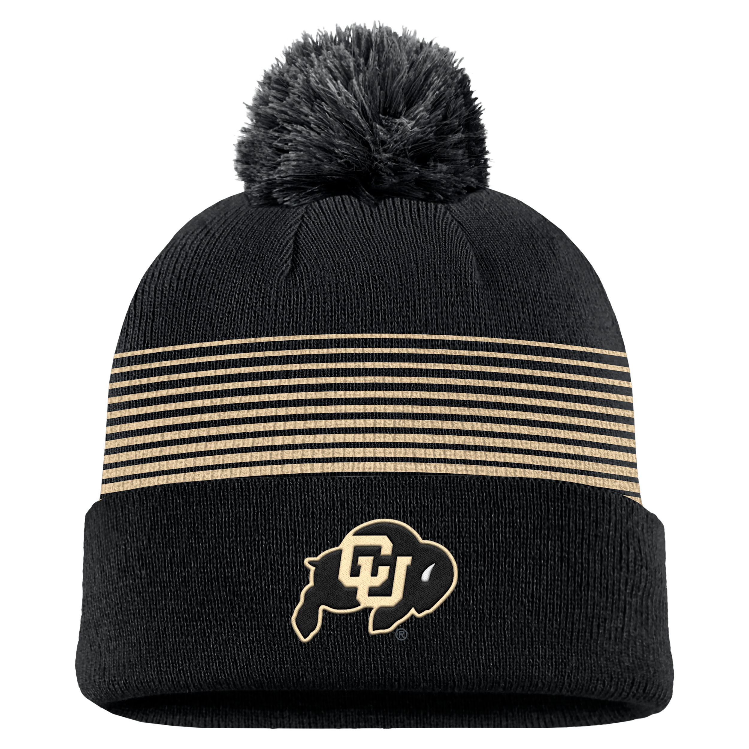 Nike Men's Black Colorado Buffaloes 2026 On-Field Peak Cuffed Knit Hat with Pom - Black