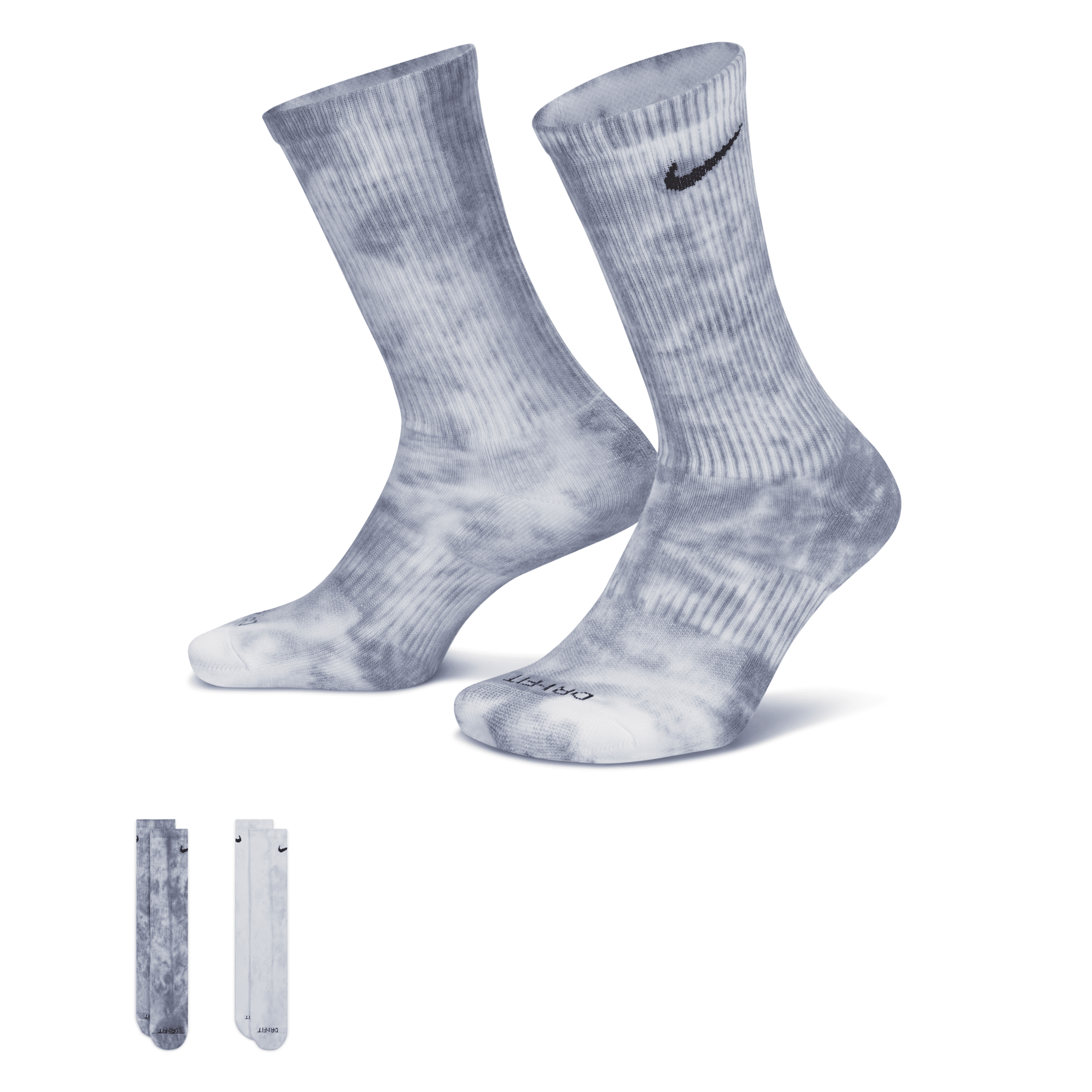 Nike Unisex Everyday Plus Cushioned Tie-dye Crew Socks (2 Pairs) In Multicolor