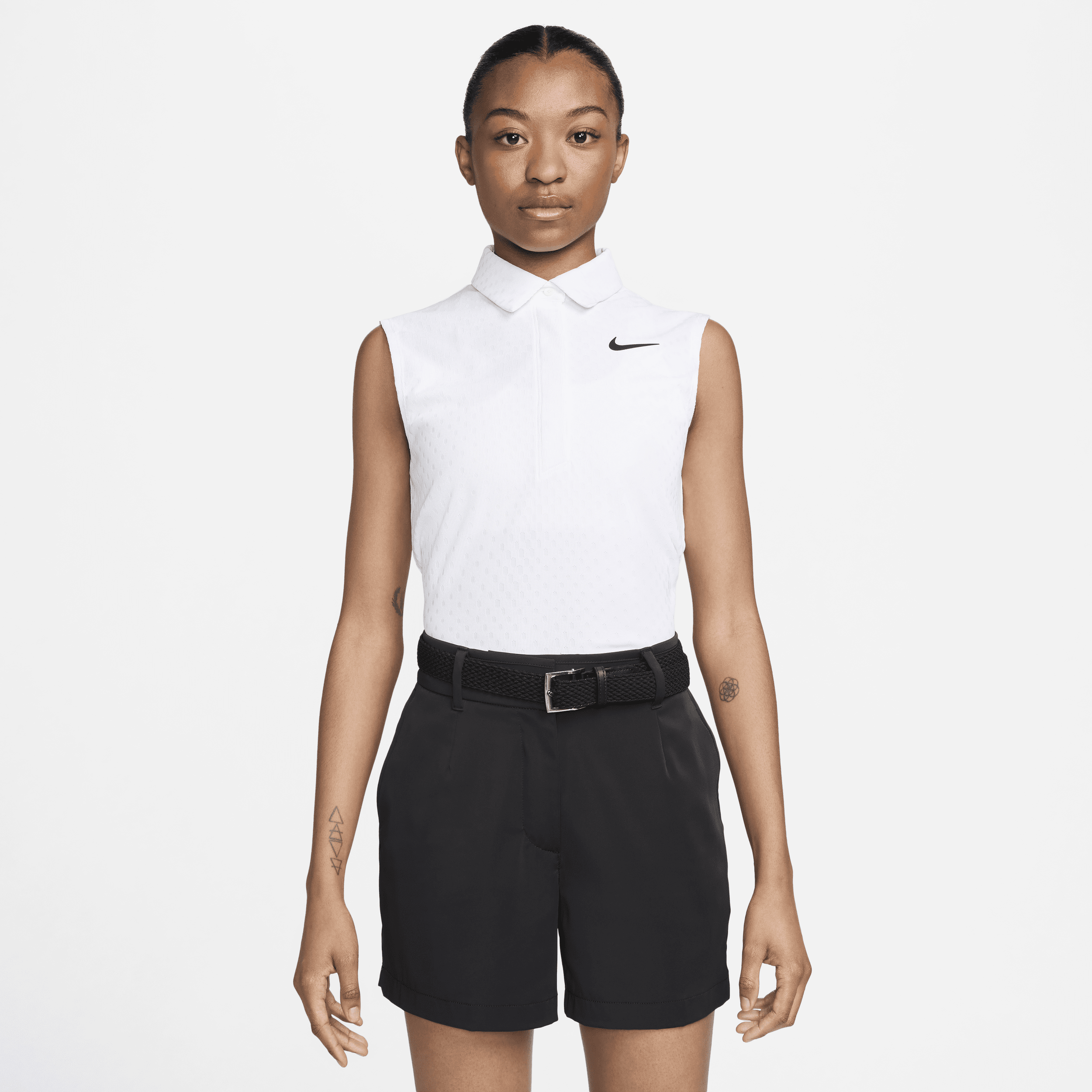 Shop Nike Women's Tour Dri-fit Adv Sleeveless Golf Polo In White