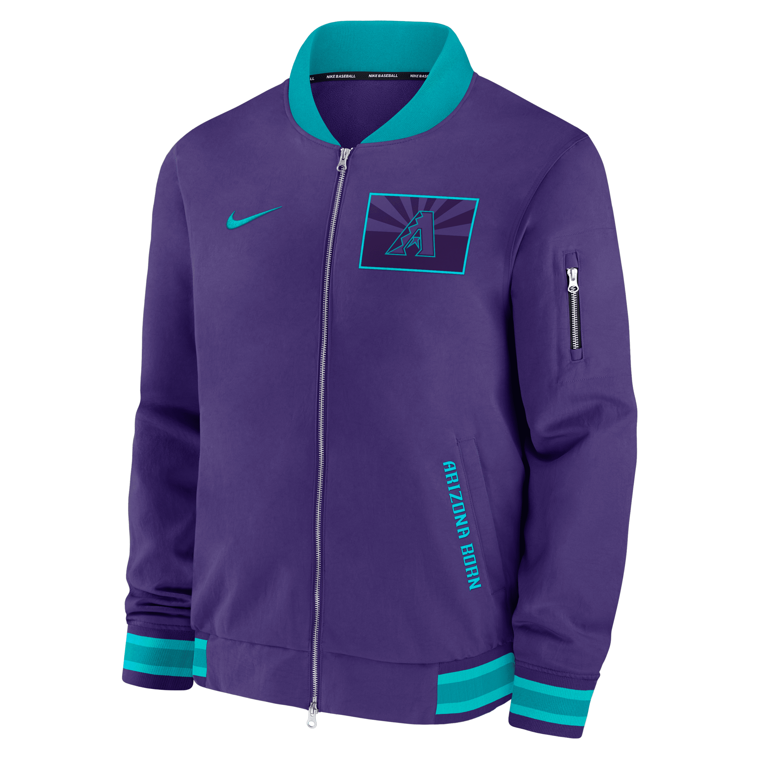 Nike Arizona Diamondbacks Authentic Collection City Connect Men's Mlb Full-zip Bomber Jacket In Purple