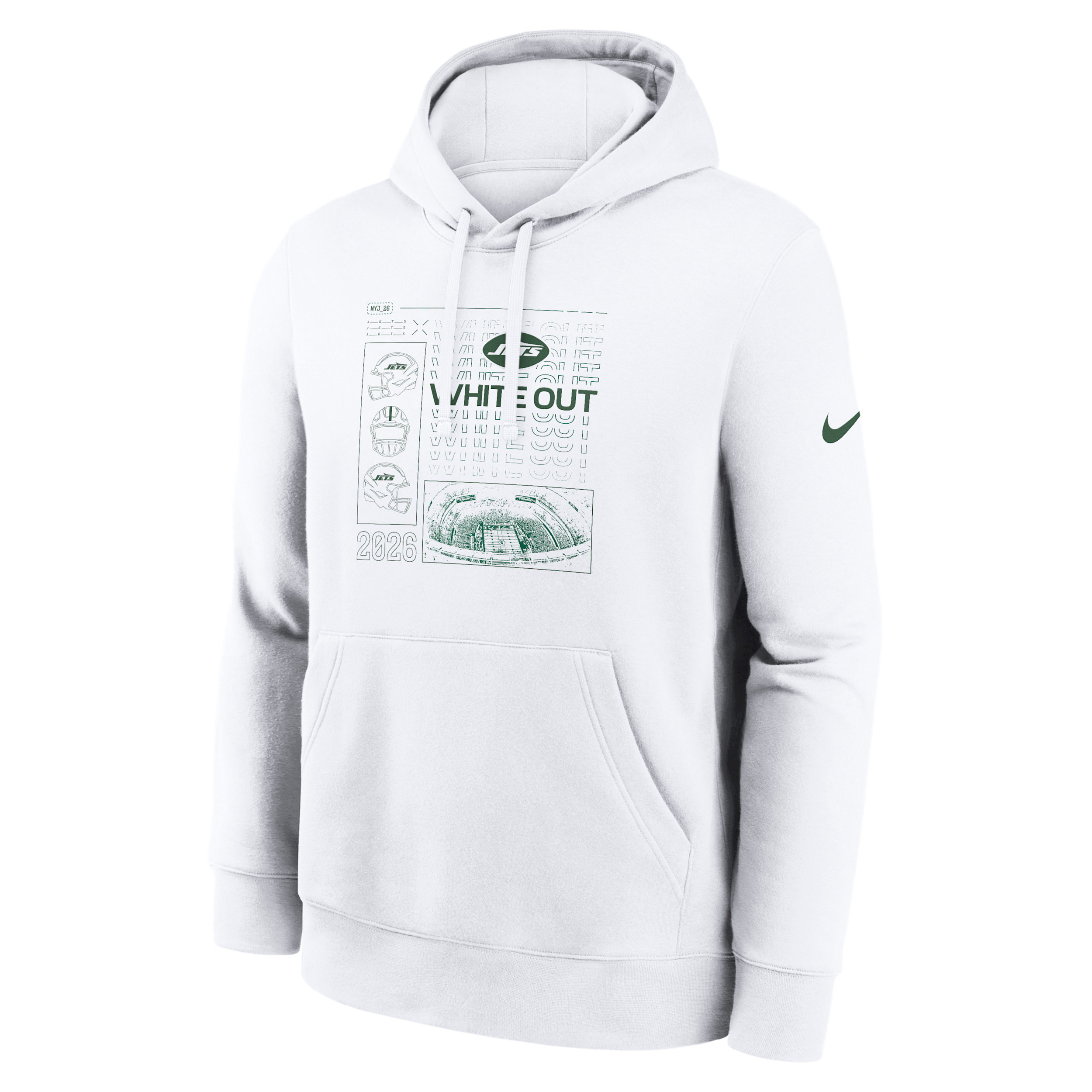 New York Jets White Out Nike Men's NFL Pullover Hoodie in White | NKDK10A72-X4F