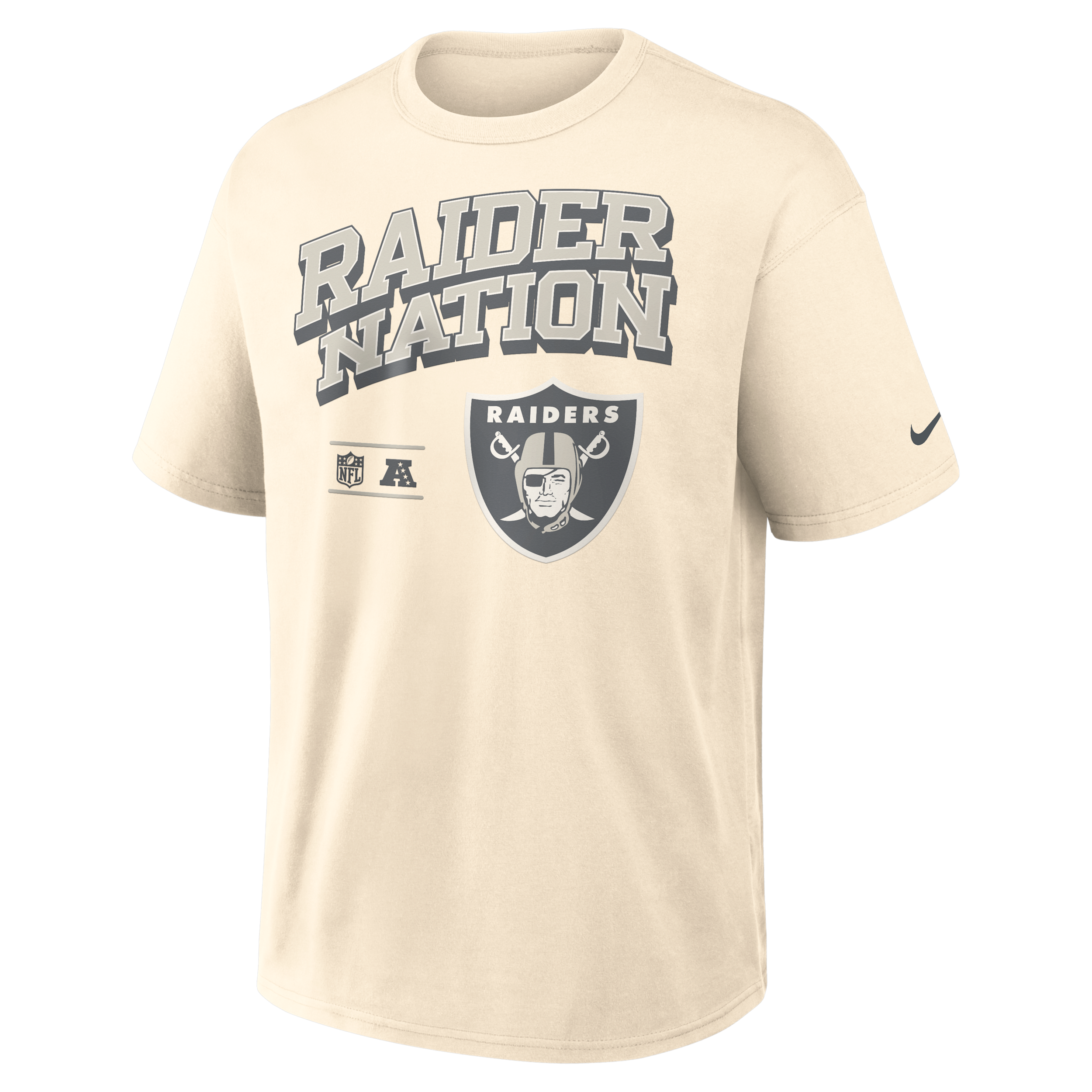 Nike Men's Las Vegas Raiders Vintage Mod Blown Away Max90 Loose-Fit Screen Print Graphics T-Shirt - Natural