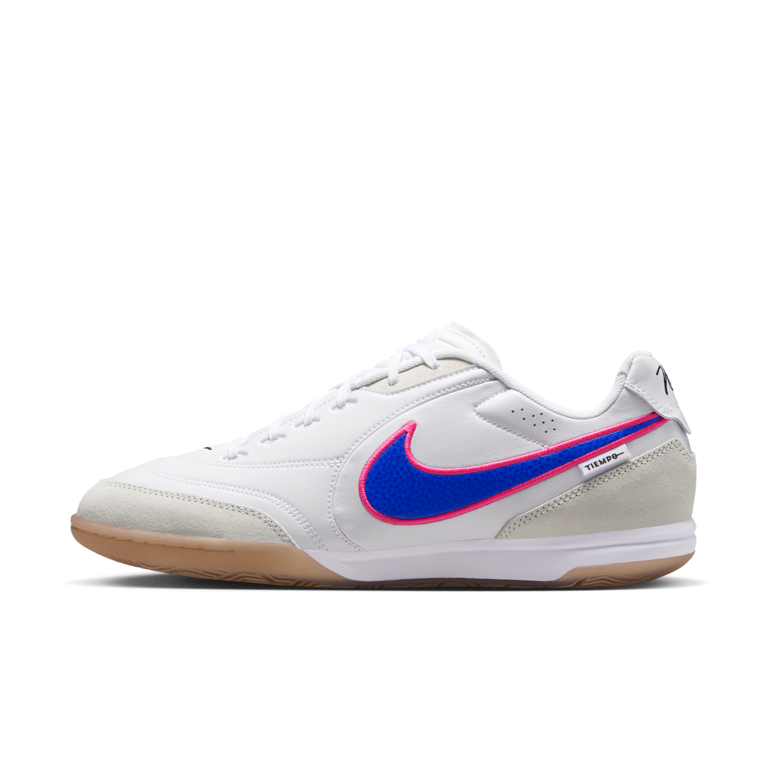 Nike Mens Tiempo Street Gato - Soccer Shoes - White / Racer Blue / Pink Blast Size 11.0