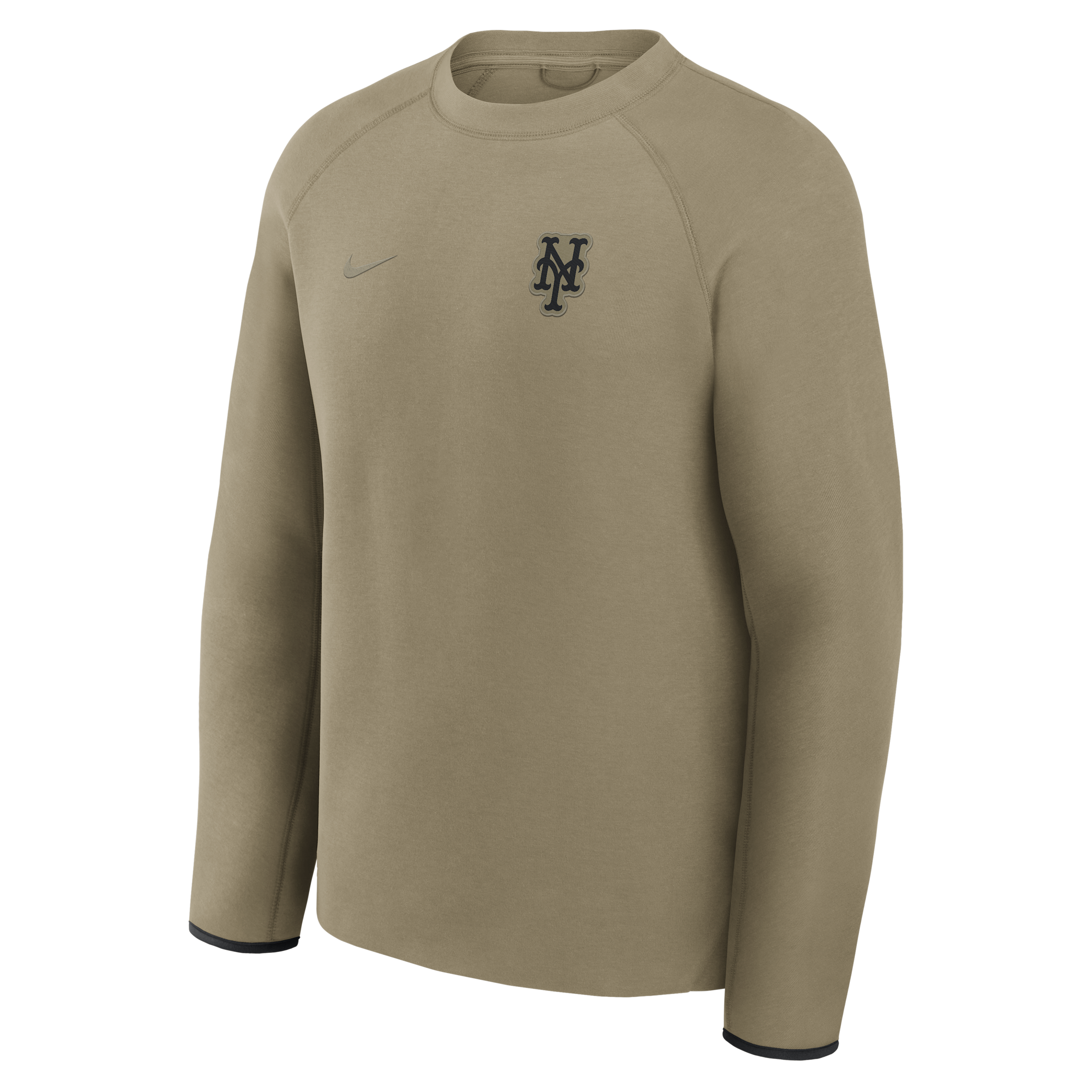New York Mets Tech Fleece Nike Men's MLB Pullover Crew in Brown | 05L60IDHNME-GML