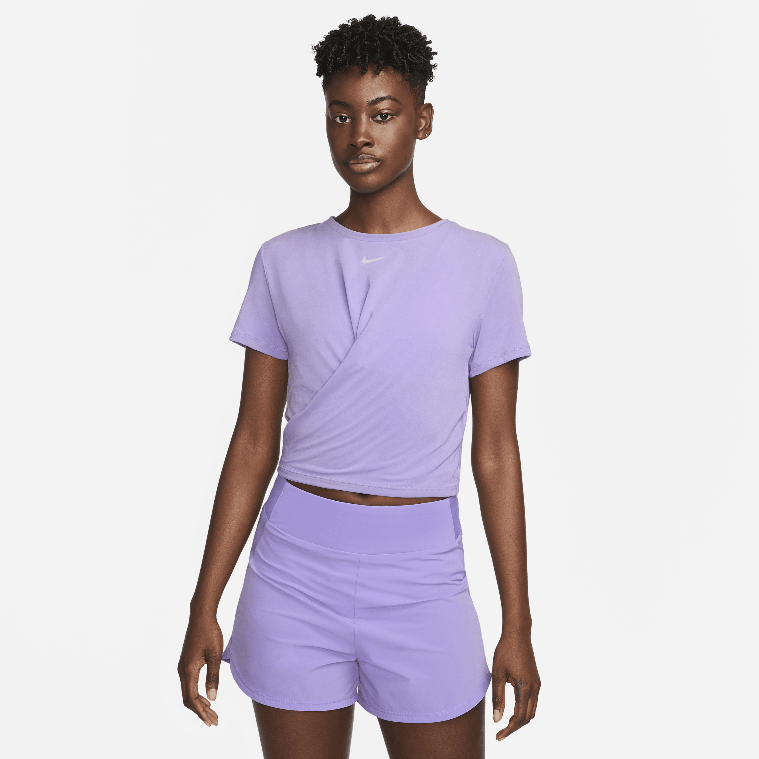 Nike Women's Dri-fit One Luxe Twist Cropped Short-sleeve Top In Purple