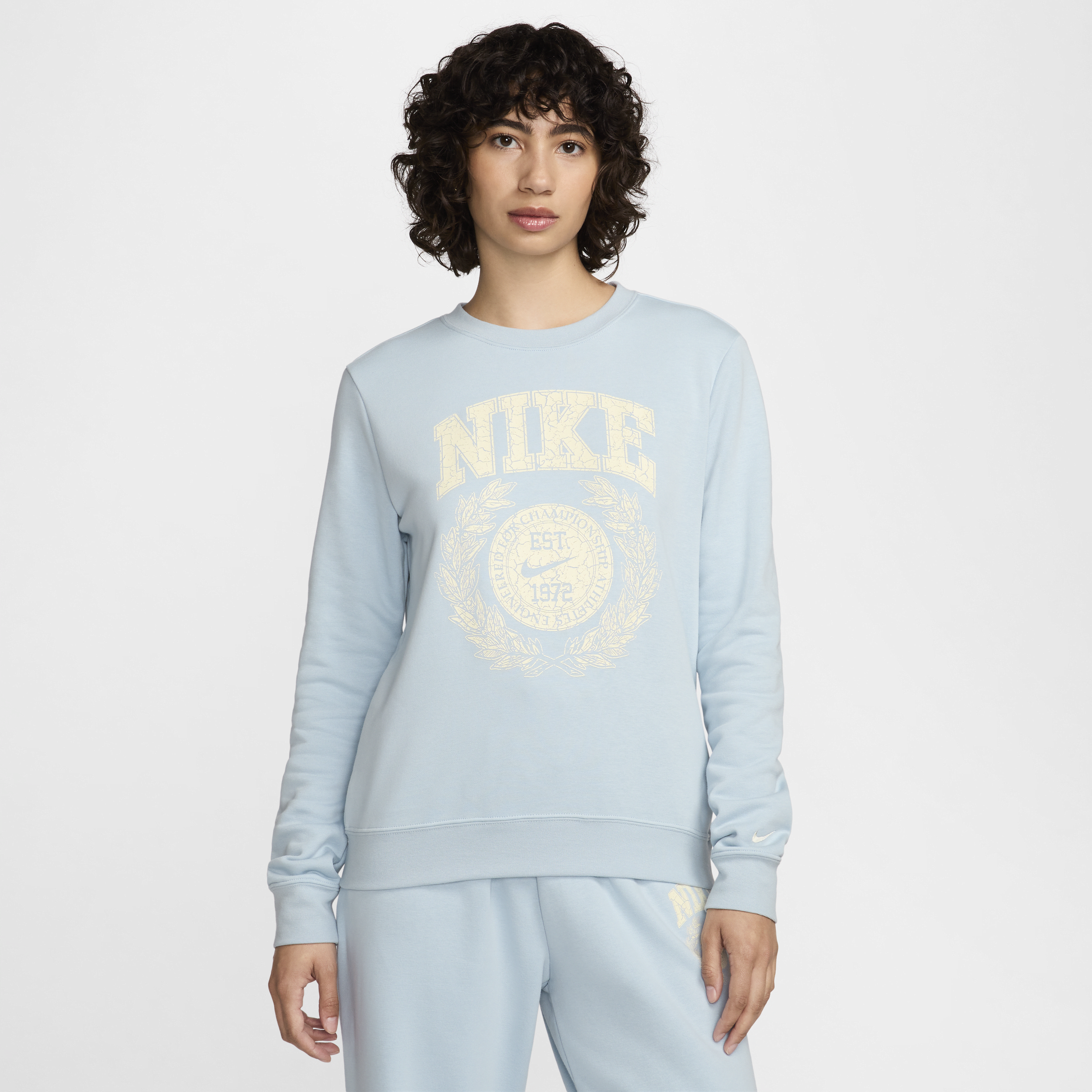 Shop Nike Women's  Sportswear Club Fleece Crew-neck Sweatshirt In Blue