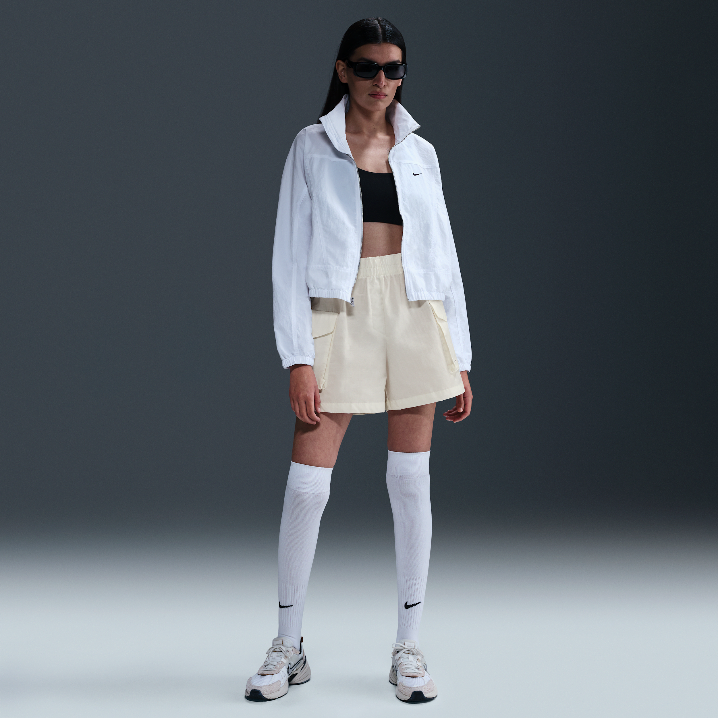 Nike Women's  Sportswear Essential Woven High-waisted 5" Cargo Shorts In White