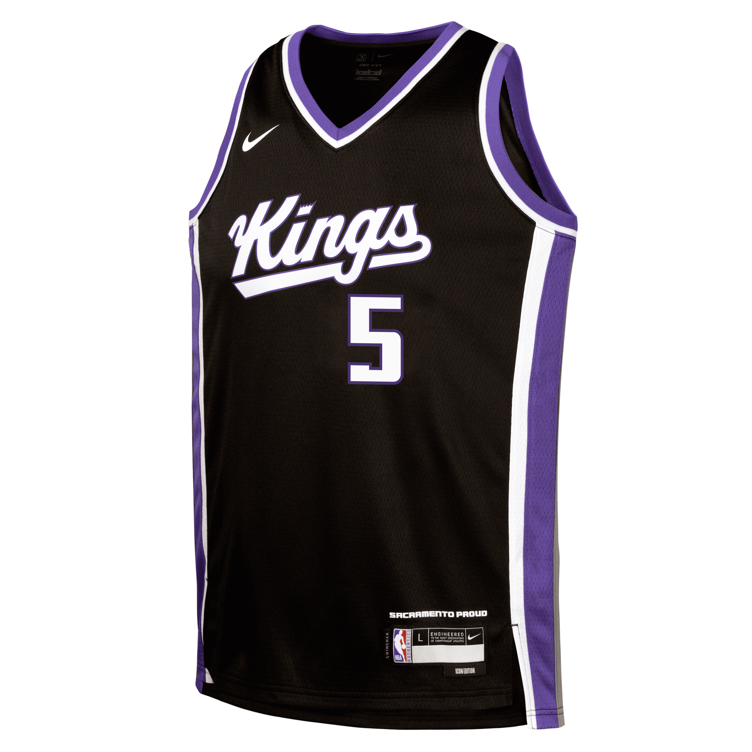 Nike De'aaron Fox Sacramento Kings 2024/25 Icon Edition Big Kids'  Nba Swingman Jersey In Black
