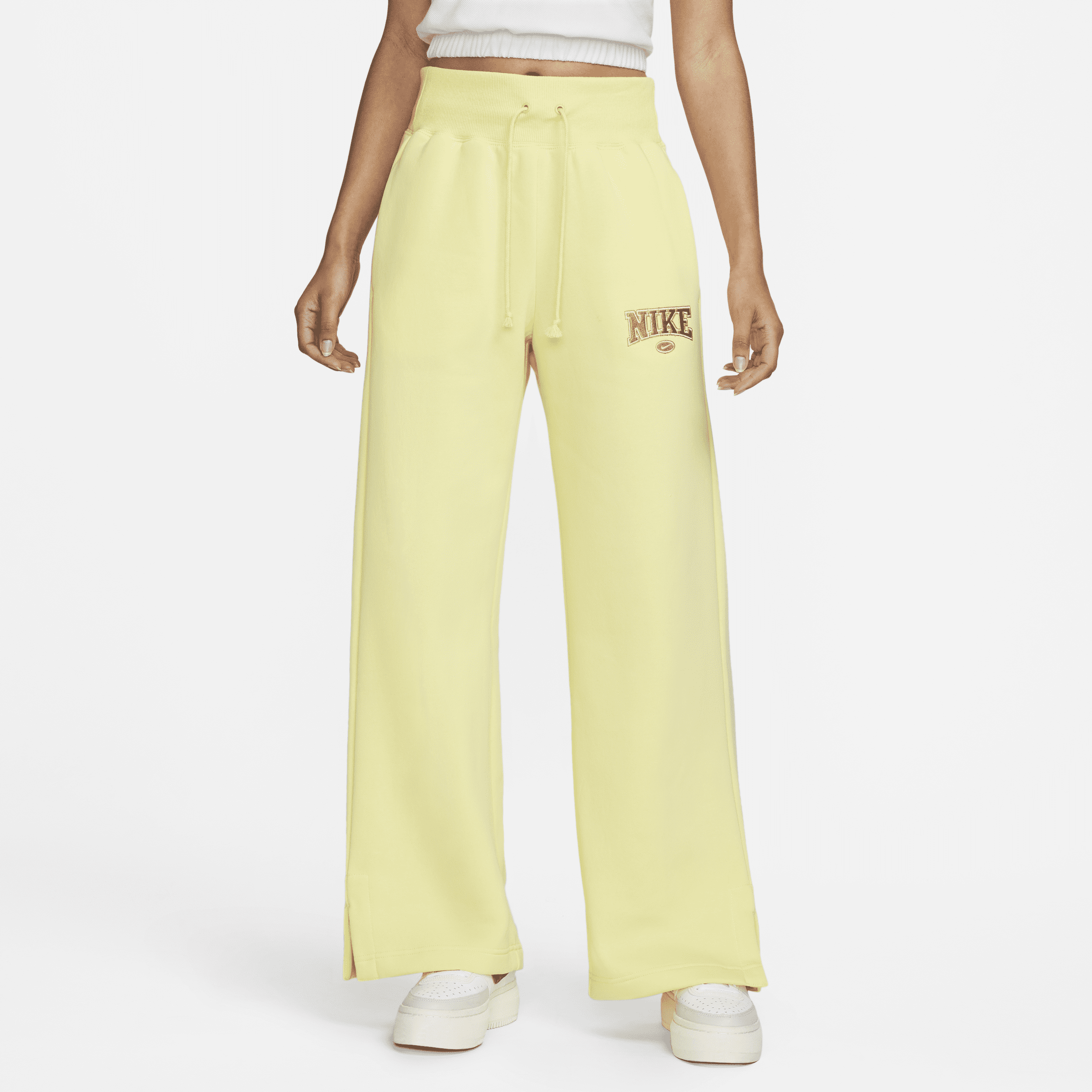 Nike Women's Sportswear Phoenix Fleece High-waisted Wide-leg Sweatpants In  Yellow