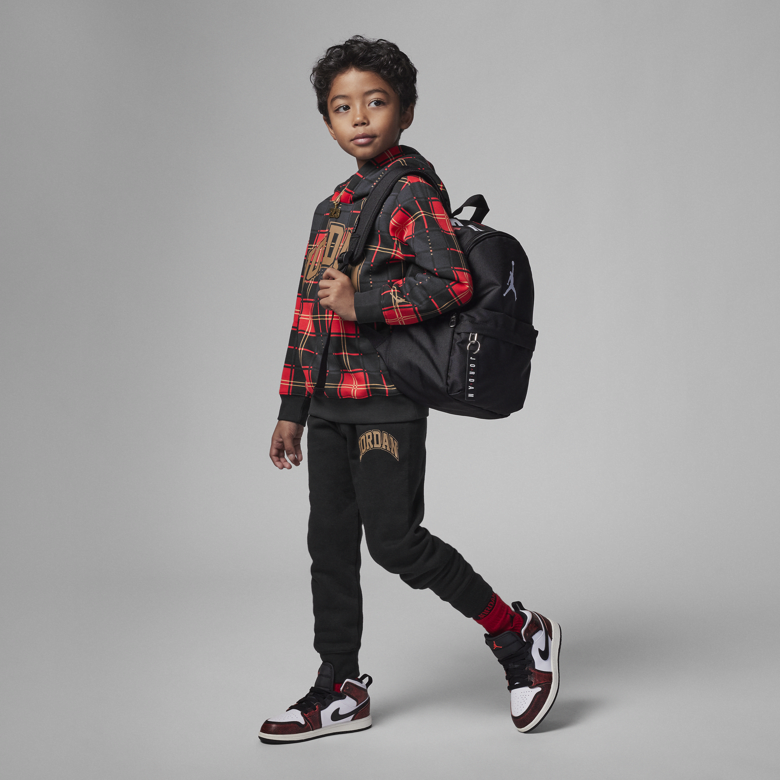 Jordan Nike Brooklyn Fleece Plaid Hoodie And Jogger Pants Set