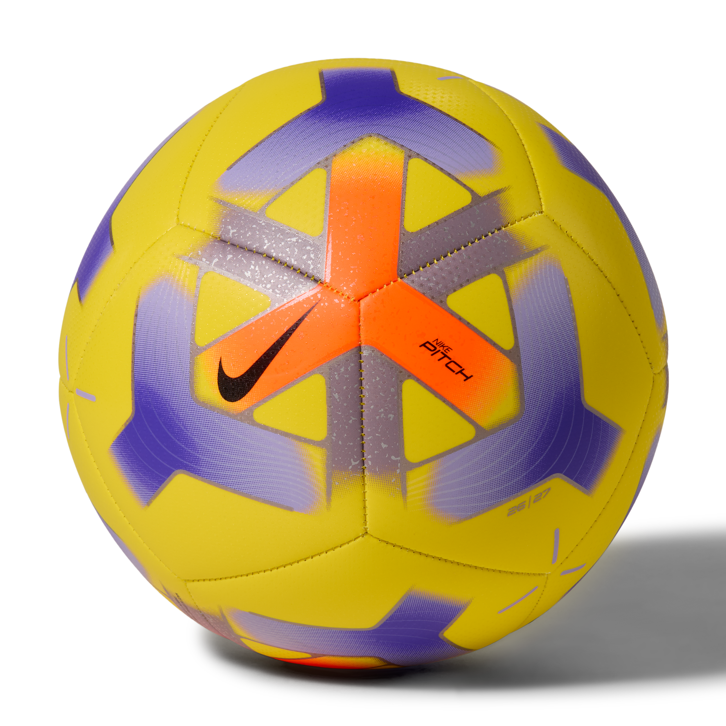 NIKE Pitch Soccer Ball, Size 5, Yellow/Hyper Crimson/Purple/Black