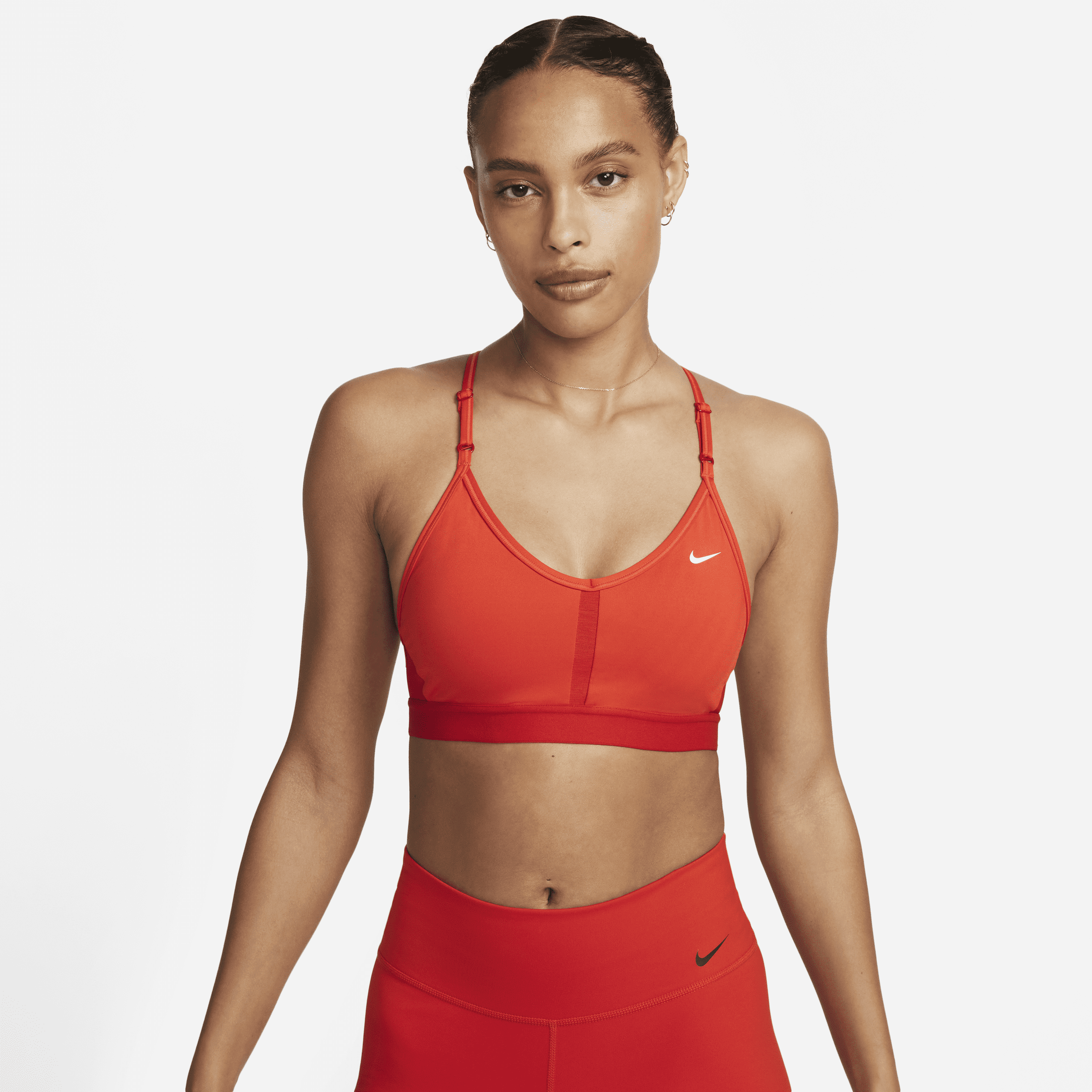 Nike Women's Indy Light-support Padded V-neck Sports Bra In Red