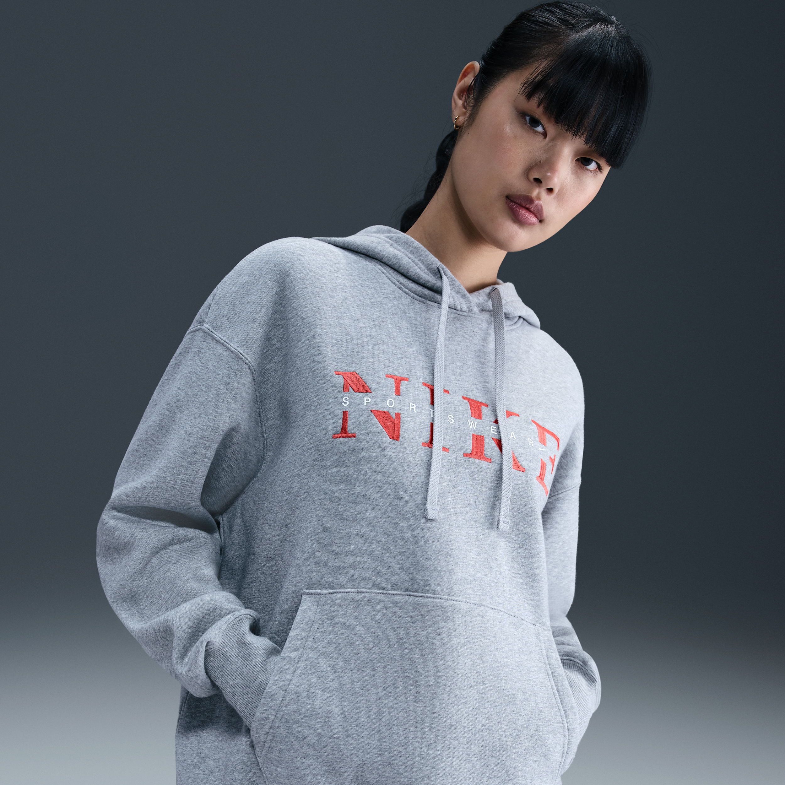Nike Women's Sportswear Phoenix Fleece Oversized Pullover Hoodie In Gray