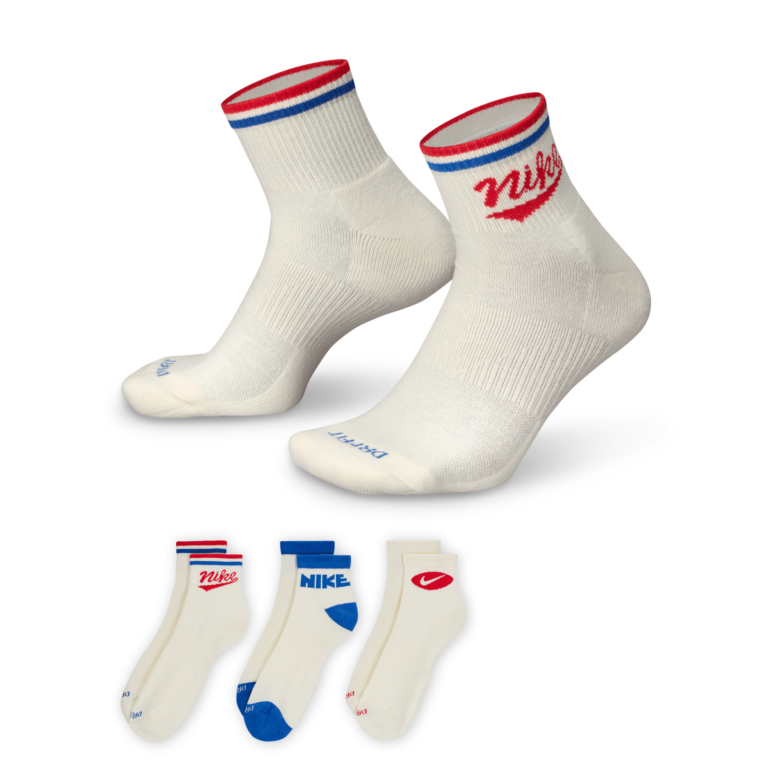Nike Men's Everyday Plus Ankle Socks (3 Pairs) In Multicolor