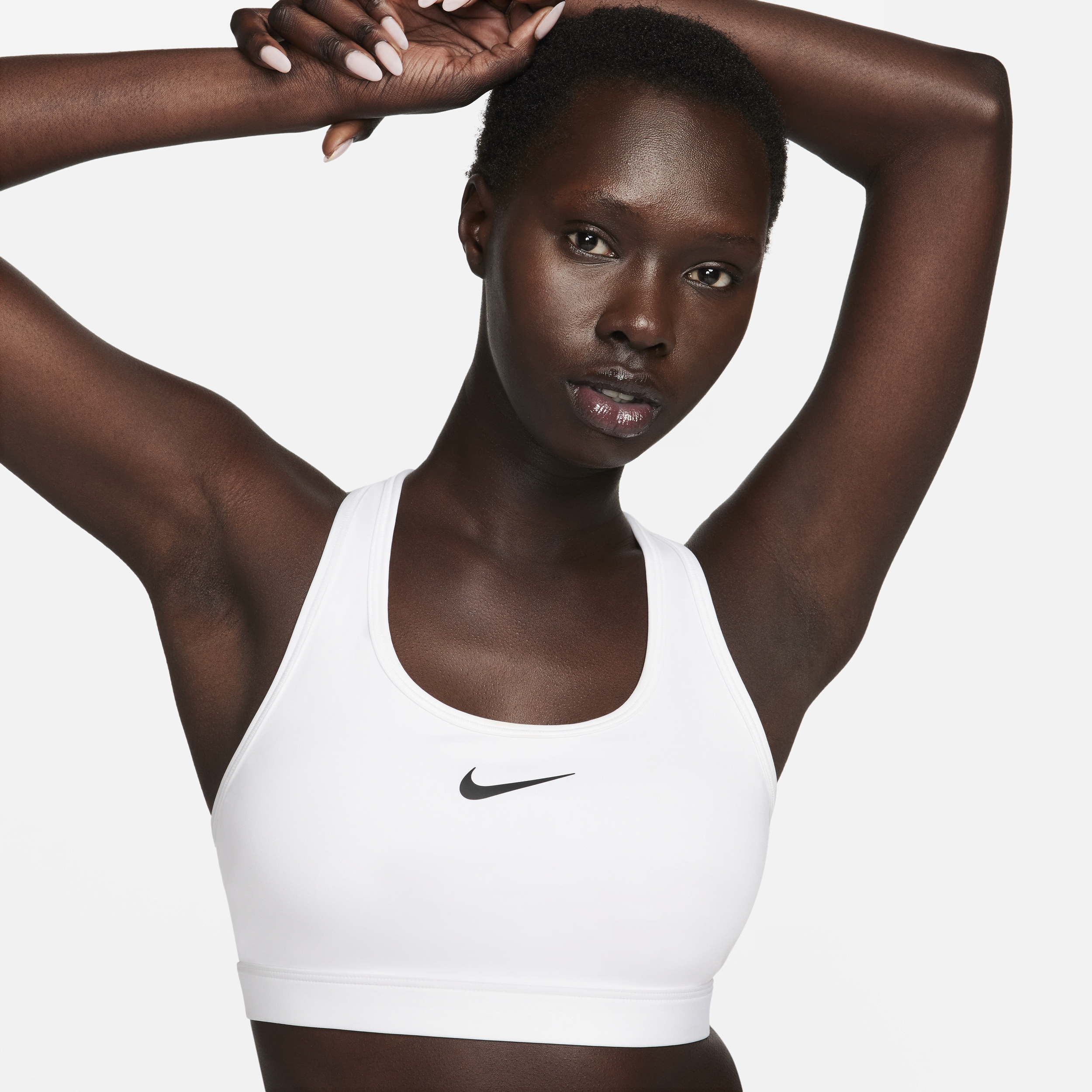 Shop Nike Women's Swoosh Medium Support Padded Sports Bra In White