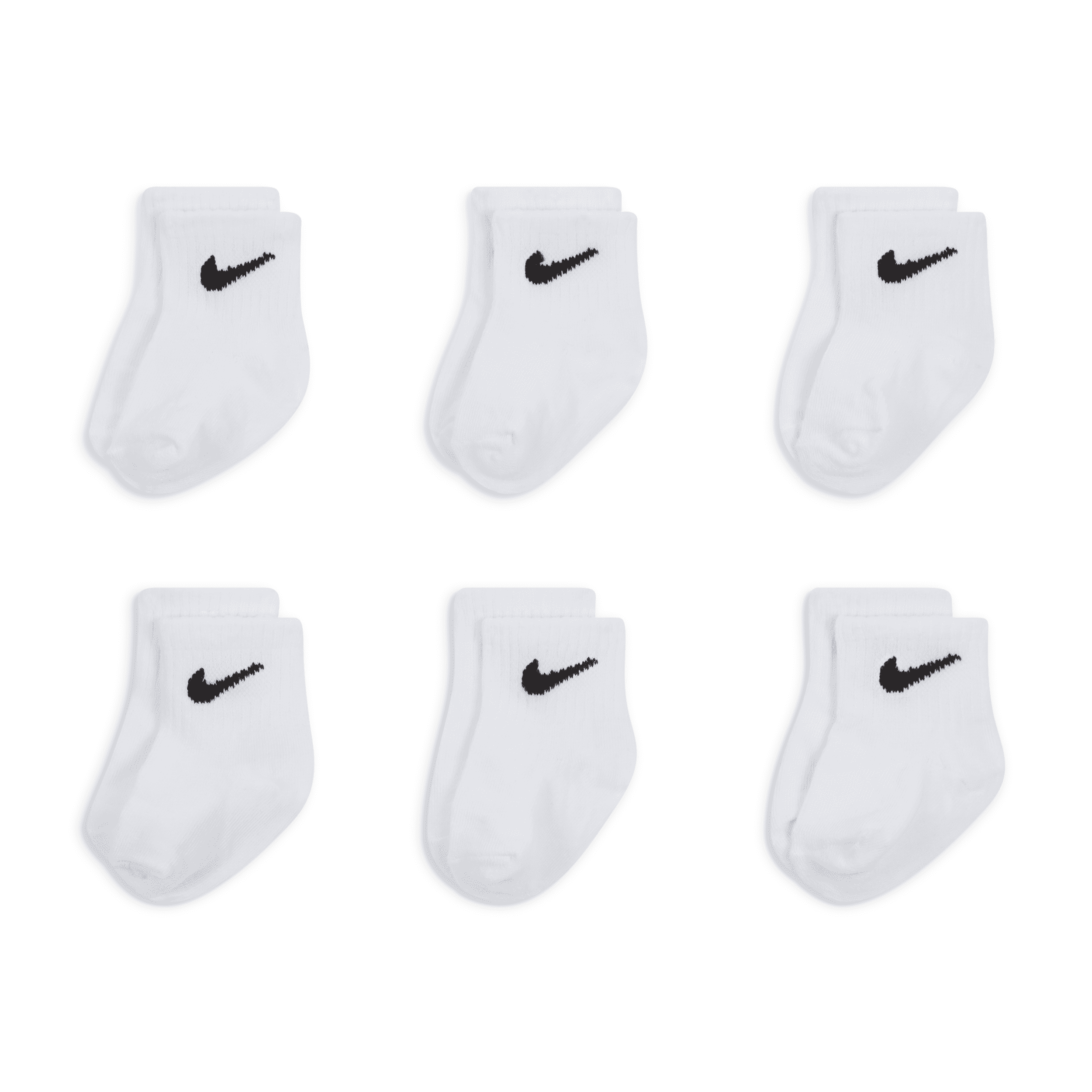 Nike Logo Ankle Socks Box Set (6 Pairs) Baby Socks In White