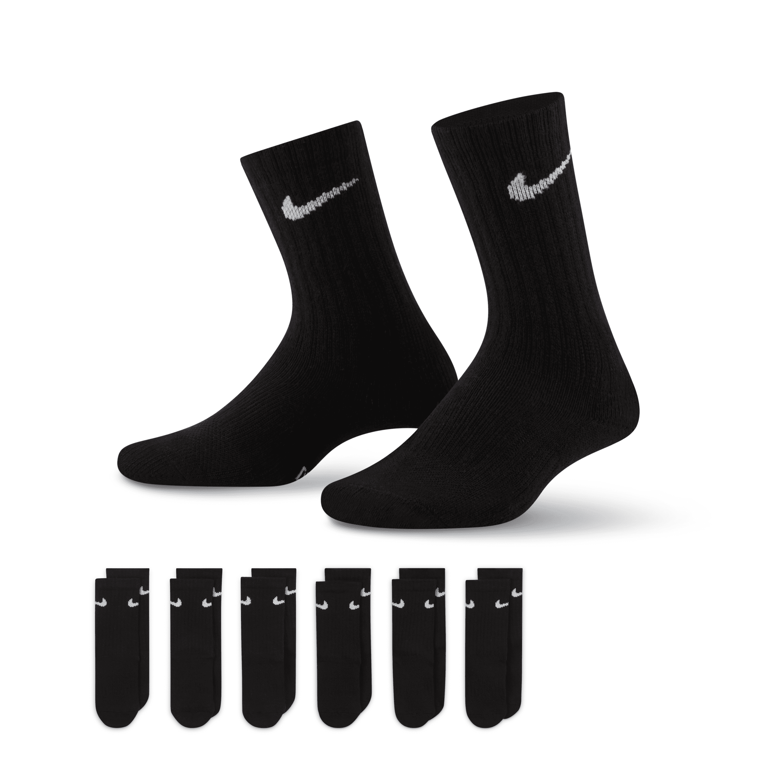 Nike Dri-fit Performance Basics Little Kids' Crew Socks (6 Pairs) In Black