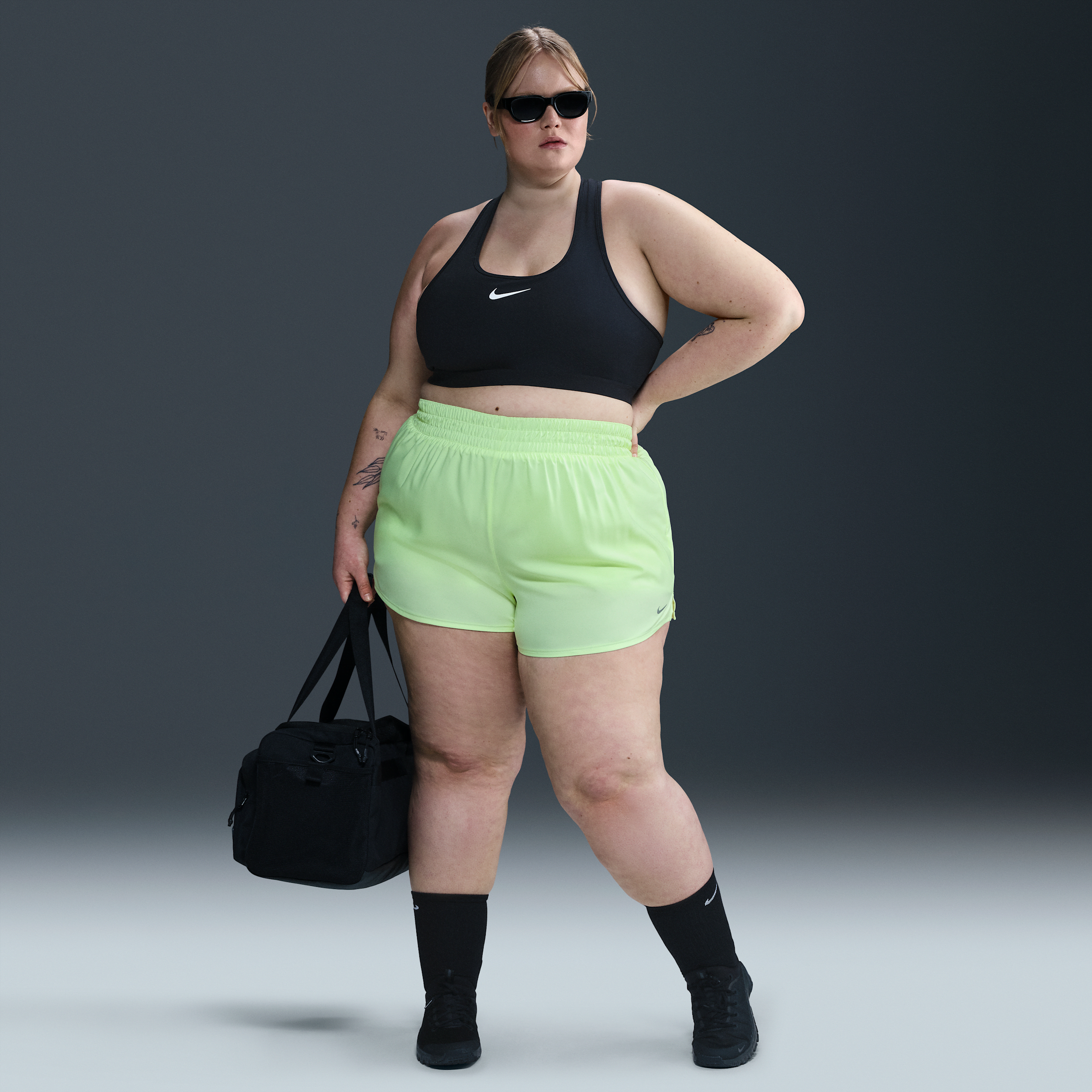 NIKE WOMEN'S DRI-FIT ONE HIGH-WAISTED 3" 2-IN-1 SHORTS (PLUS SIZE) 1015707193