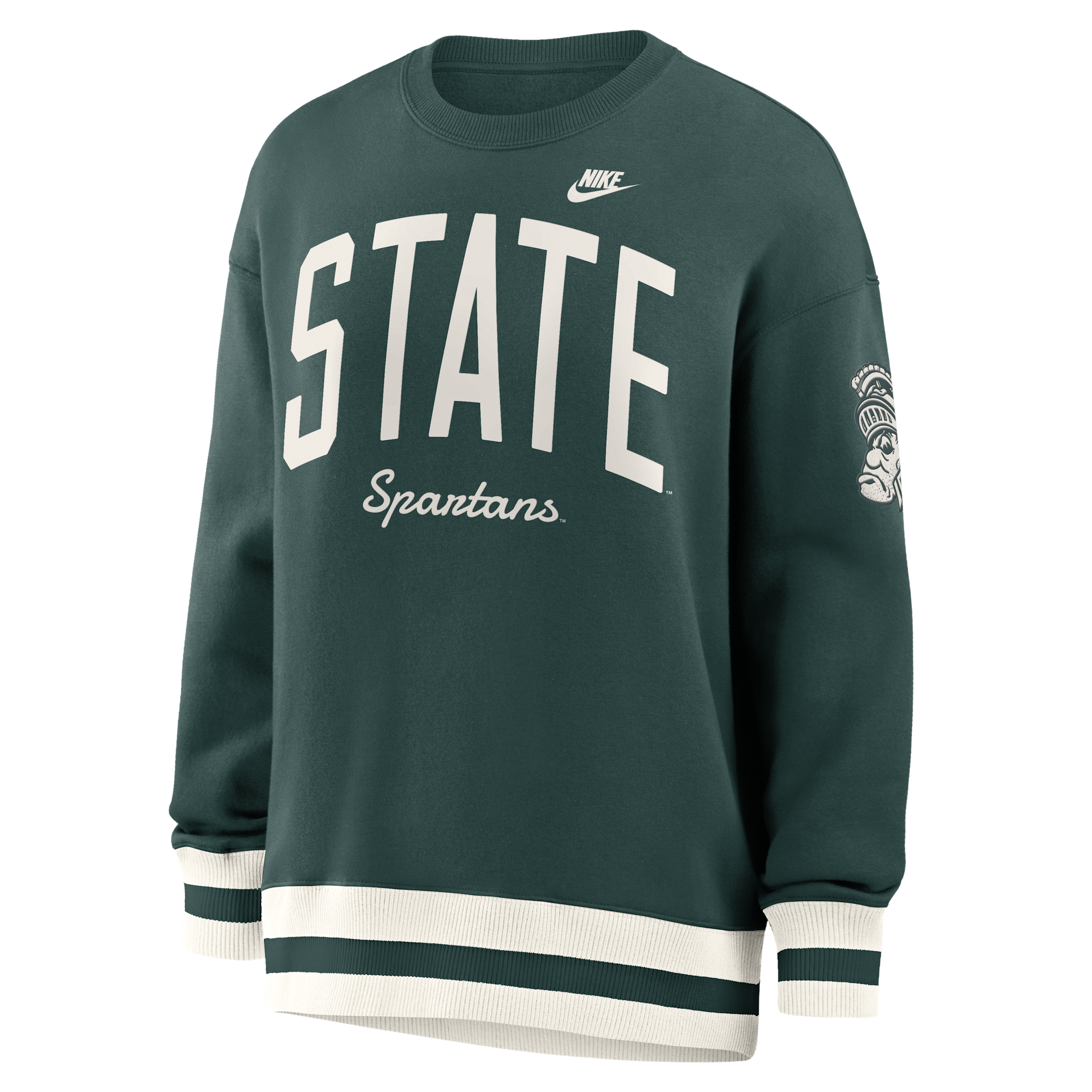 Nike Women's Green Michigan State Spartans Oversized Legacy Arch Phoenix Sweatshirt - Green, White