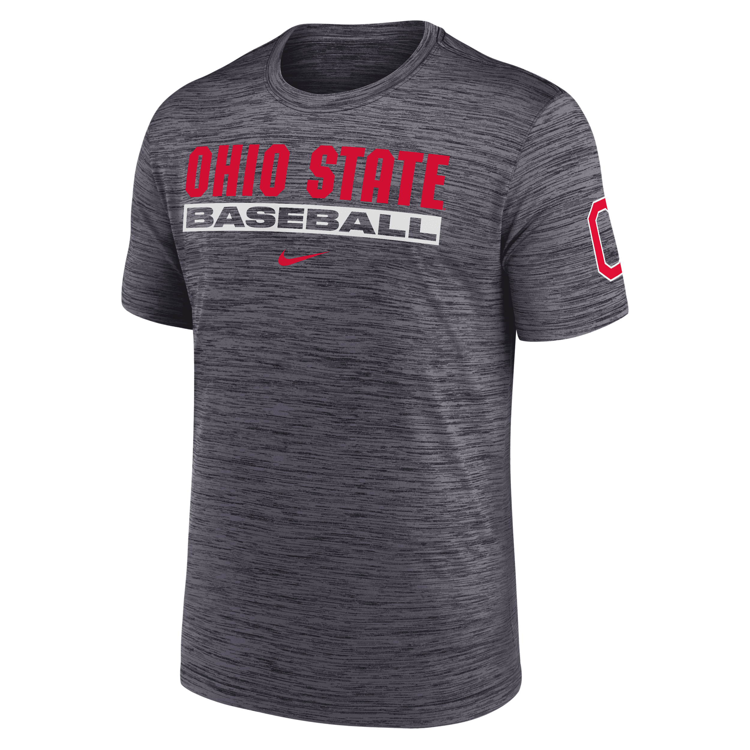 Nike Ohio State Buckeyes Velocity Baseball Wordmark Stack Men's Dri-fit College T-shirt In Black
