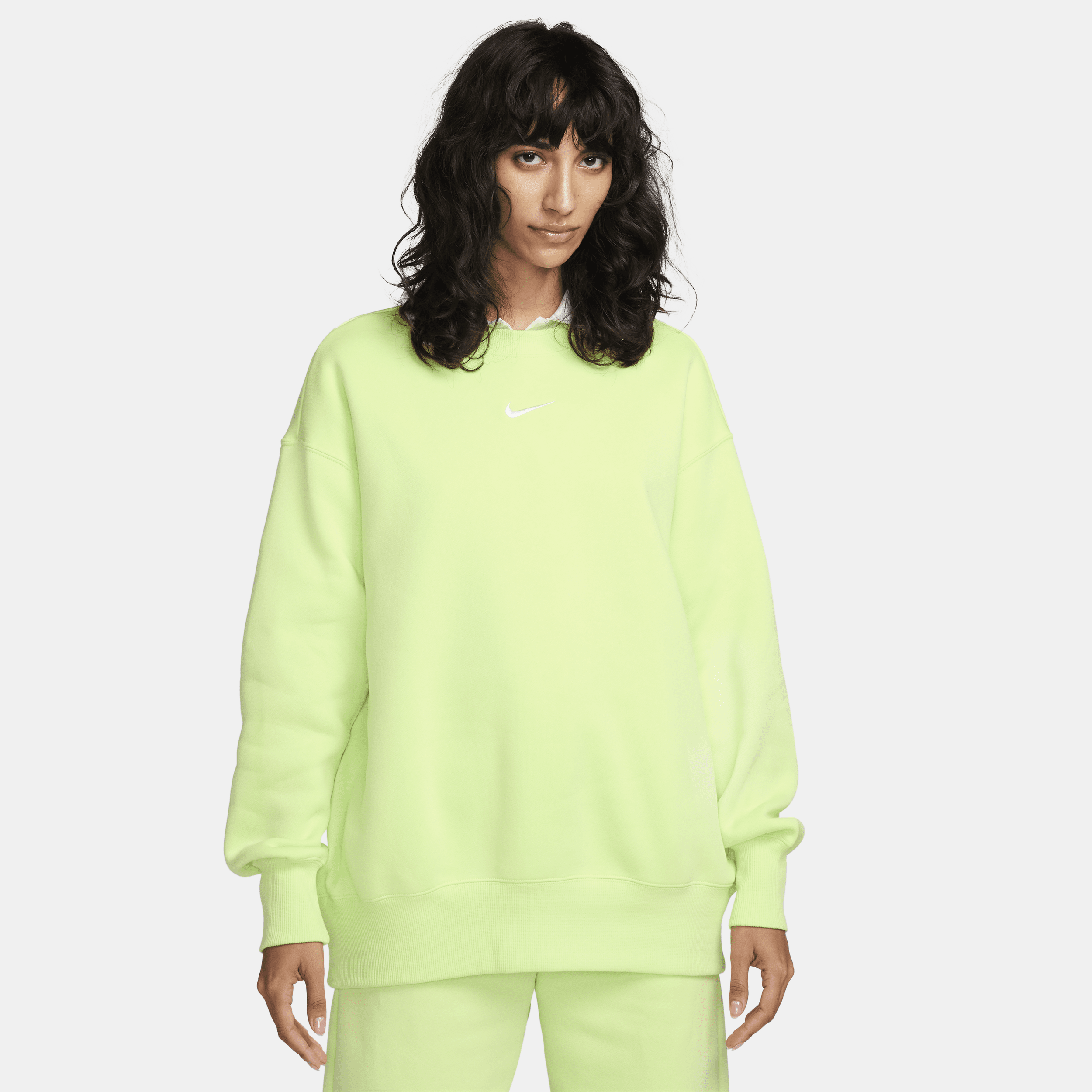 Shop Nike Women's  Sportswear Phoenix Fleece Oversized Crew-neck Sweatshirt In Yellow