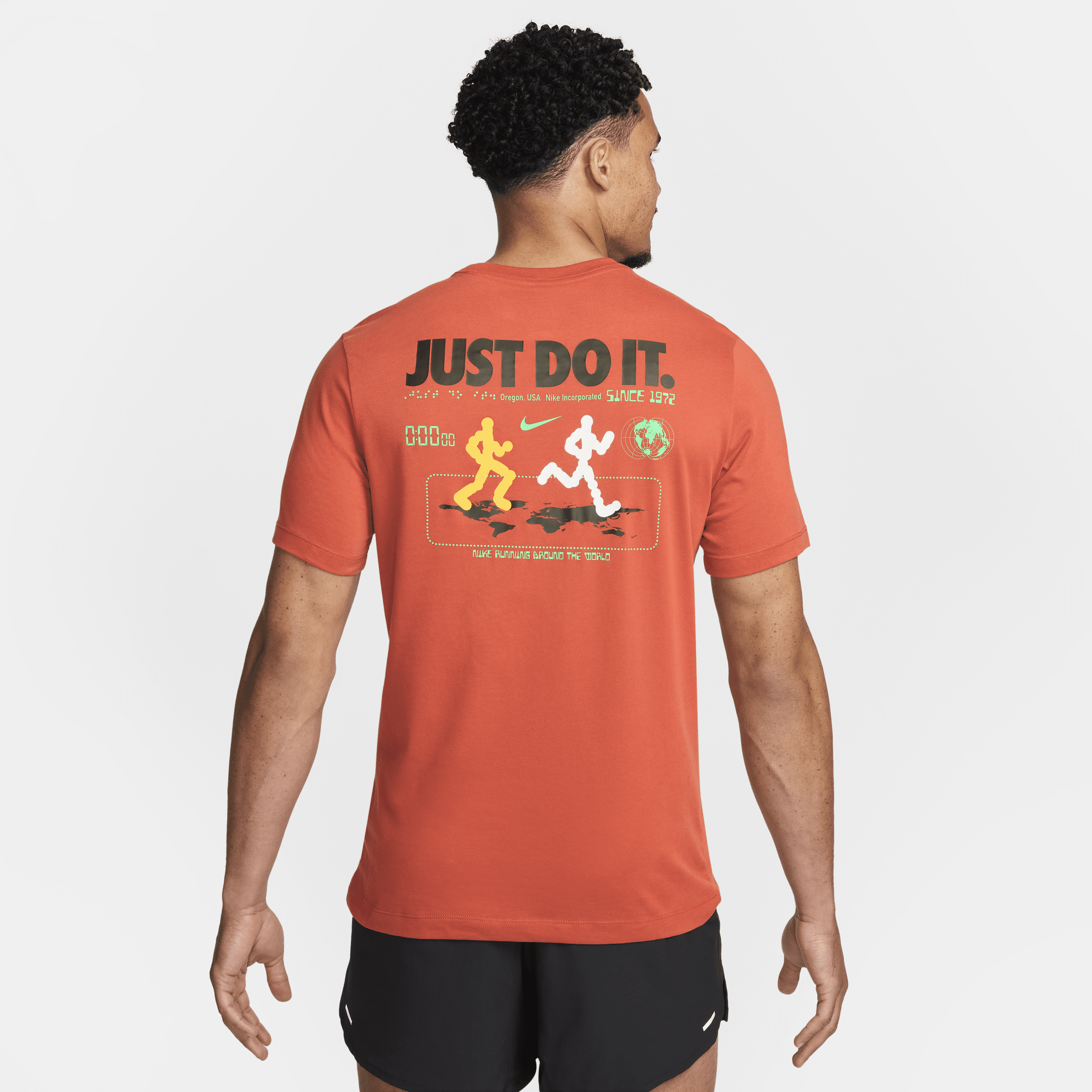 Shop Nike Men's Dri-fit Running T-shirt In Orange