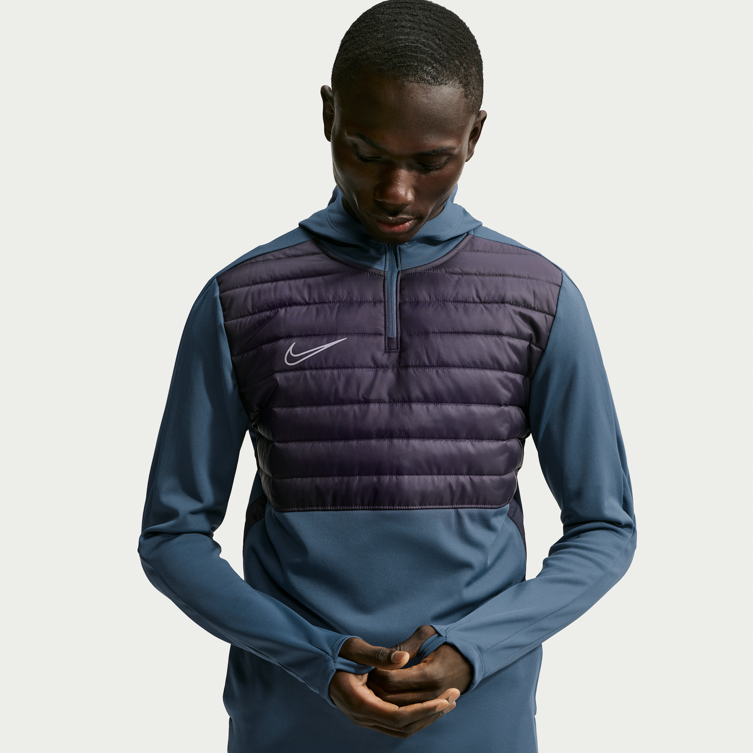 Nike Men's Academy Winter Warrior Therma-FIT Soccer Drill Top in Blue | HV3324-438